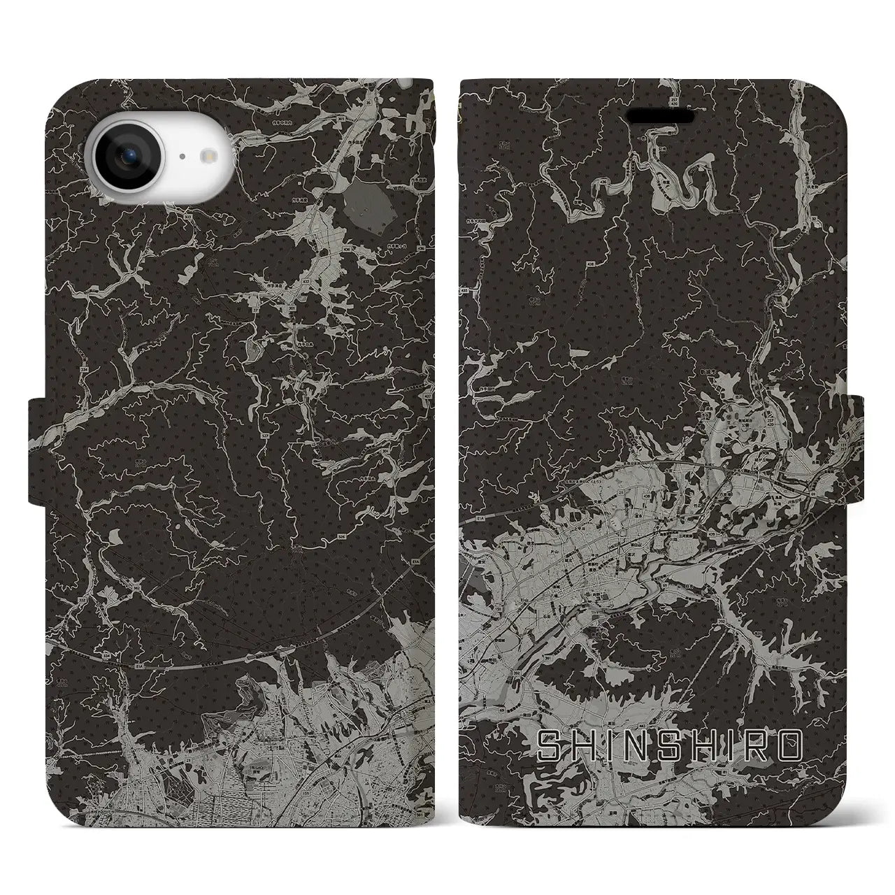 【新城(愛知県)】地図柄iPhoneケース(手帳タイプ)