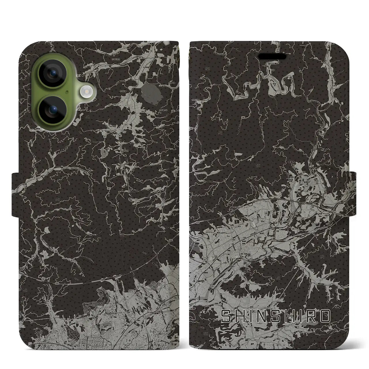 【新城(愛知県)】地図柄iPhoneケース(手帳タイプ)