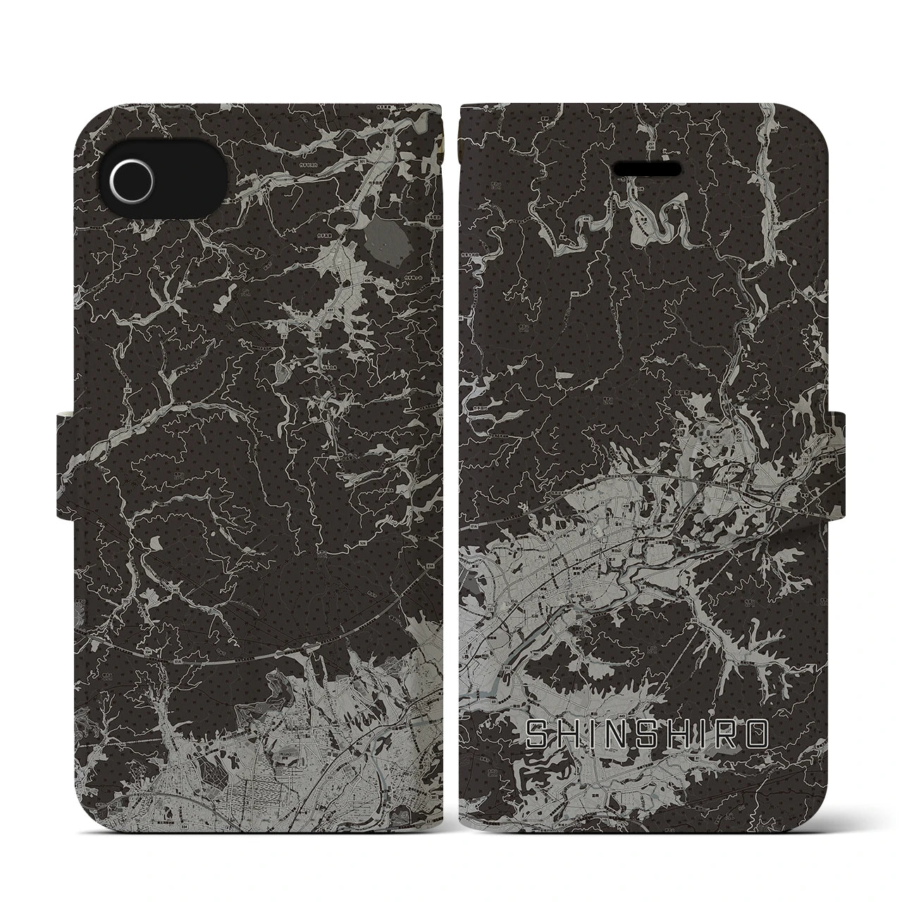 【新城(愛知県)】地図柄iPhoneケース(手帳タイプ)