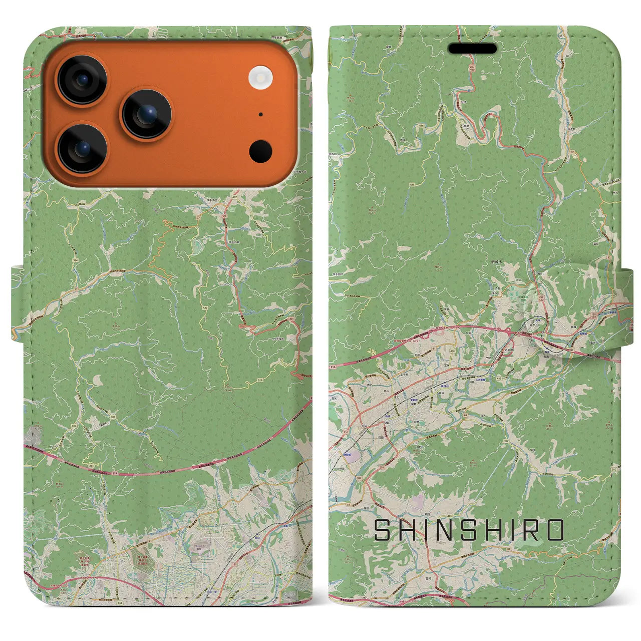 【新城(愛知県)】地図柄iPhoneケース(手帳タイプ)