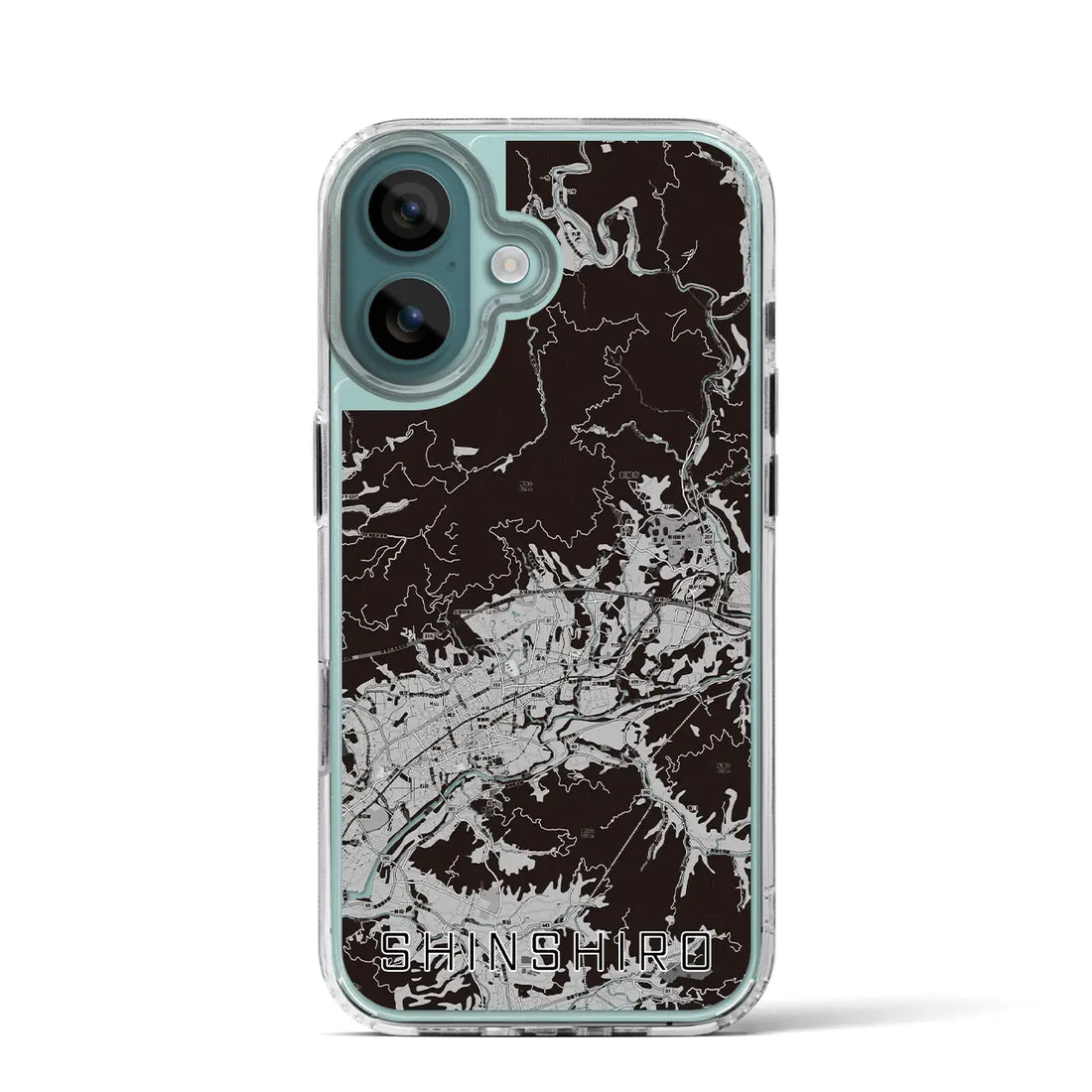 【新城(愛知県)】地図柄iPhoneケース(MagSafeタイプ)モノトーン・iPhone 16 Pro 用