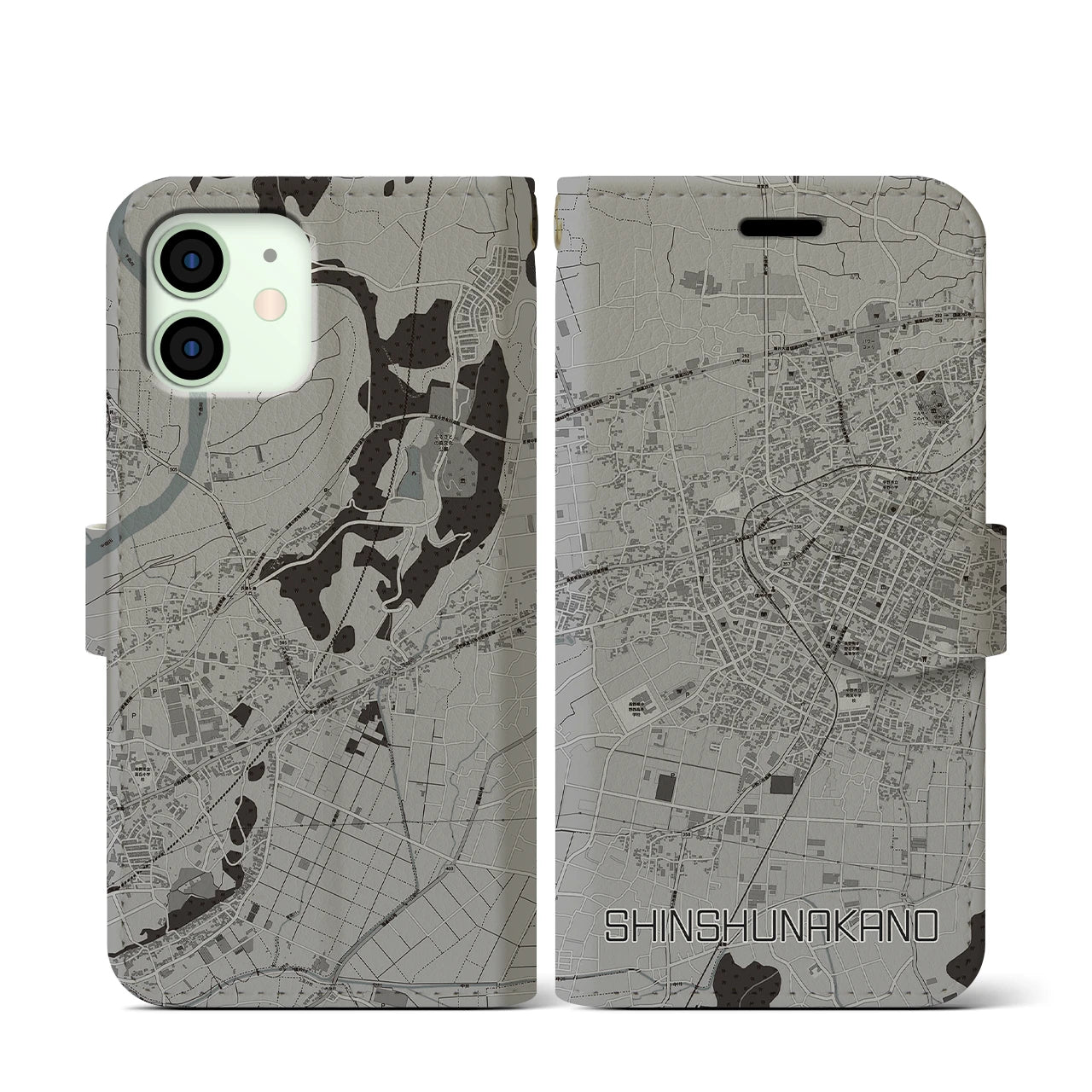 【信州中野(長野県)】地図柄iPhoneケース(手帳タイプ)