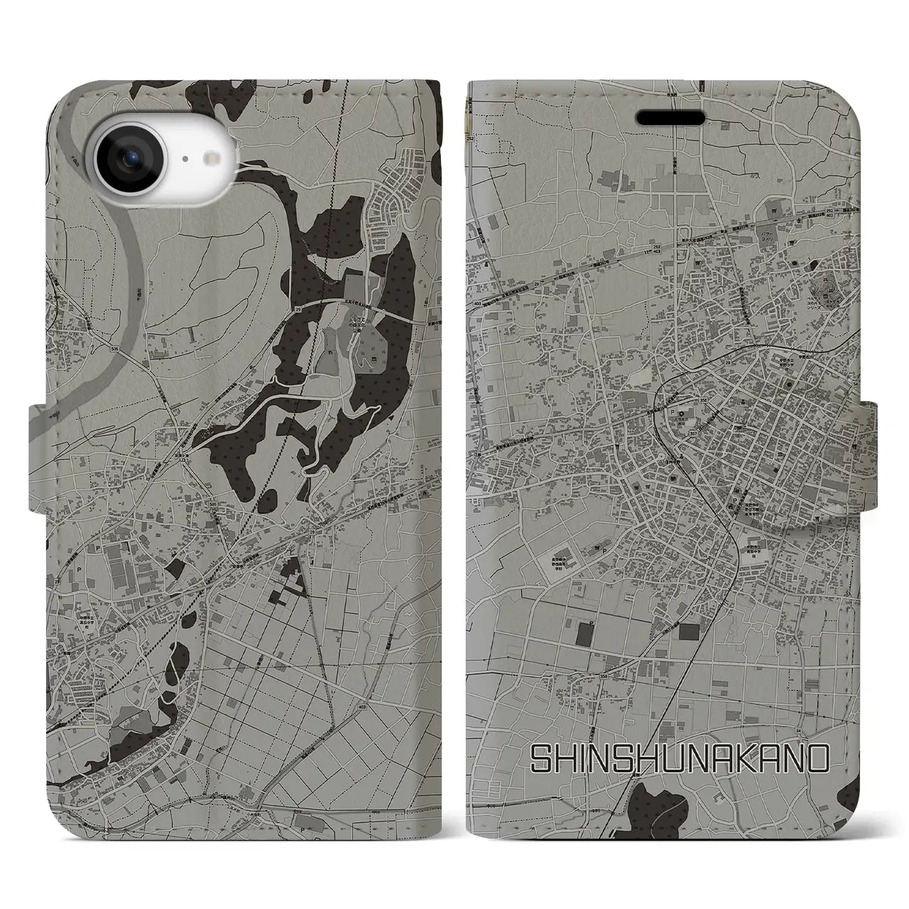 【信州中野(長野県)】地図柄iPhoneケース(手帳タイプ)