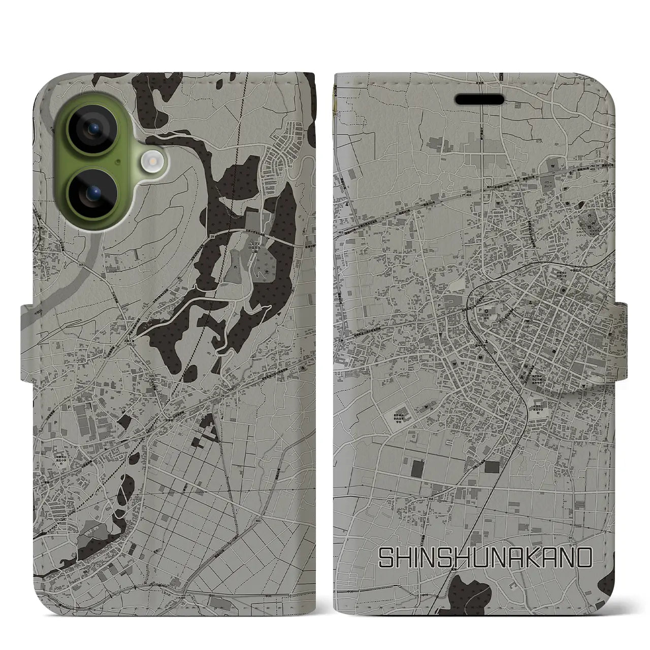 【信州中野(長野県)】地図柄iPhoneケース(手帳タイプ)