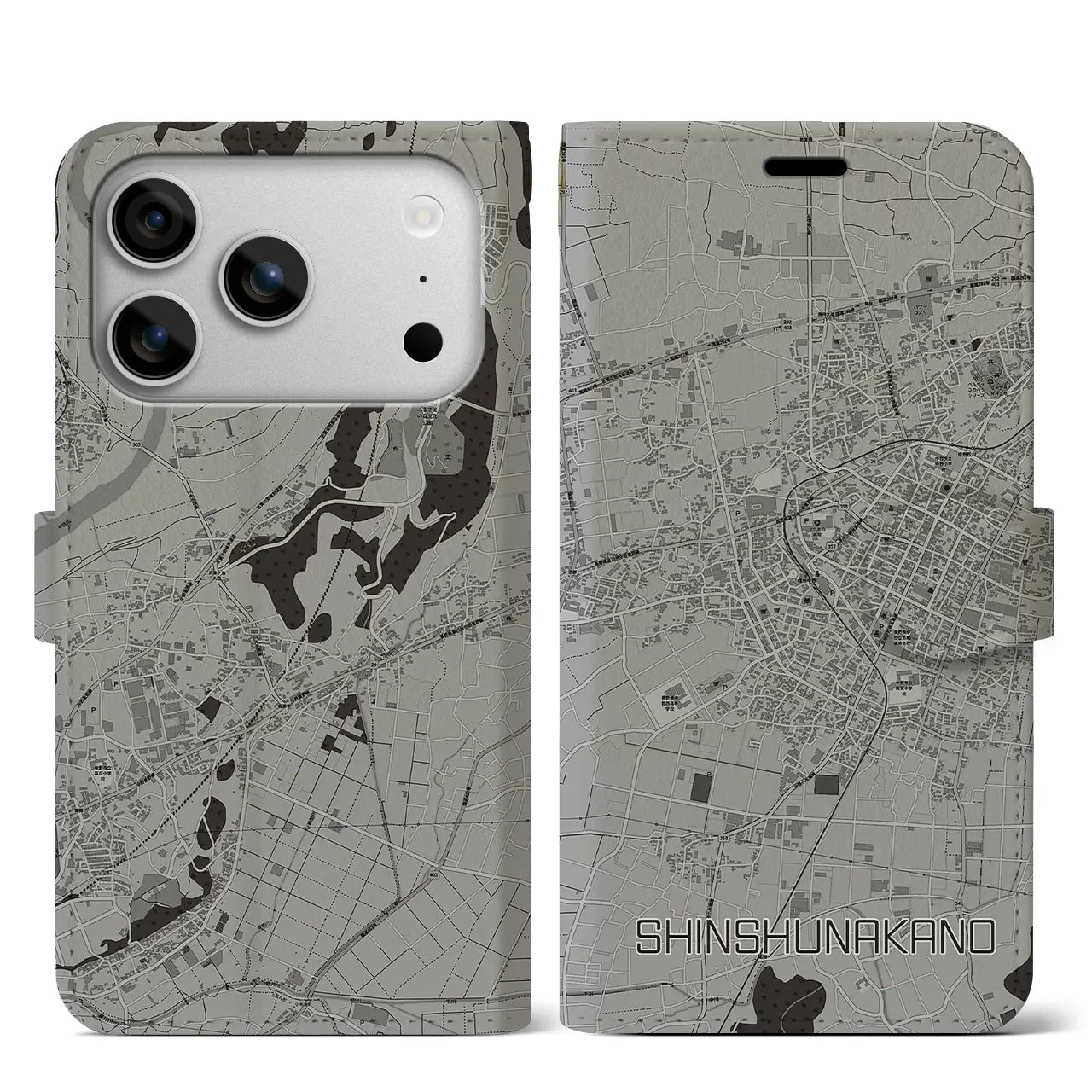 【信州中野(長野県)】地図柄iPhoneケース(手帳タイプ)