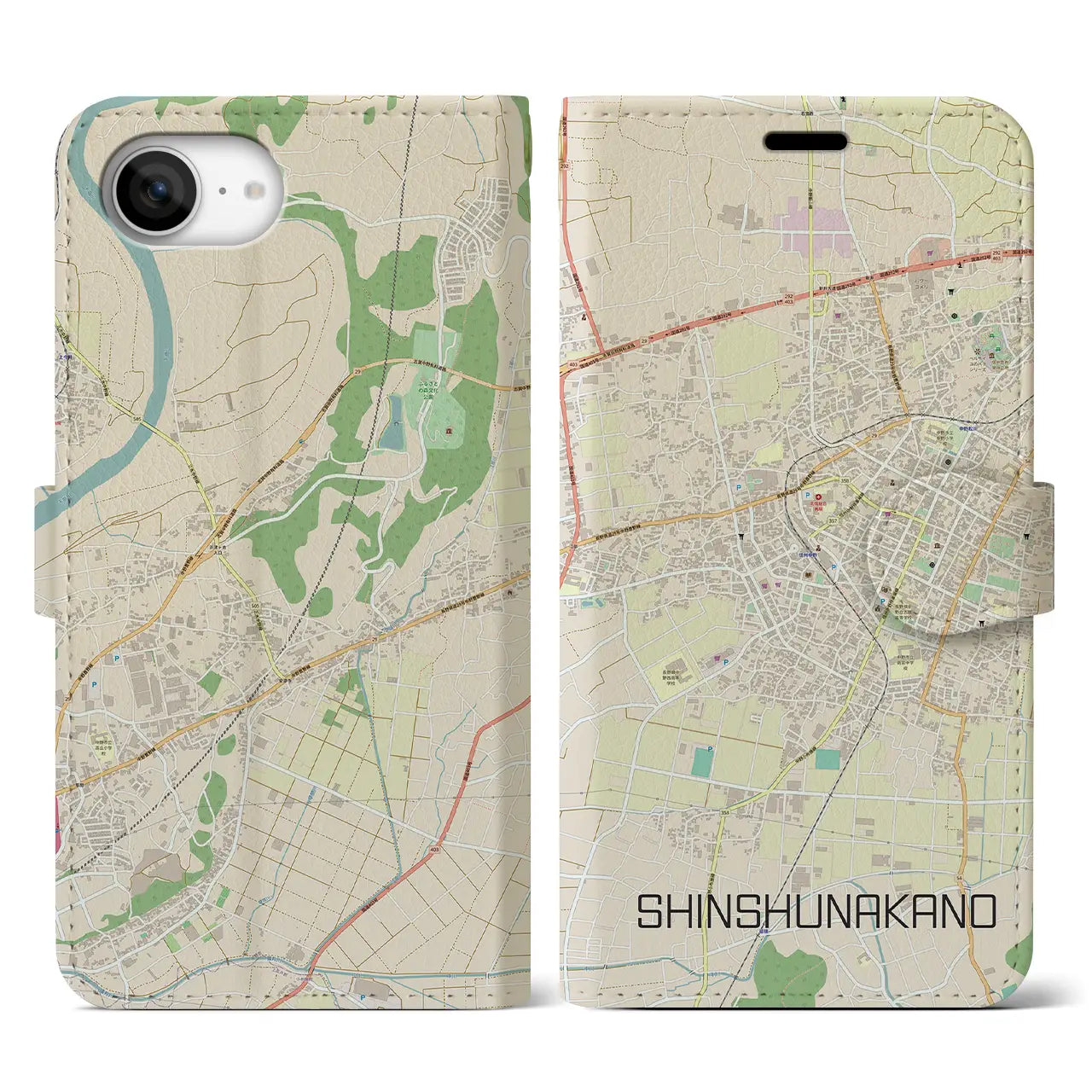 【信州中野(長野県)】地図柄iPhoneケース(手帳タイプ)