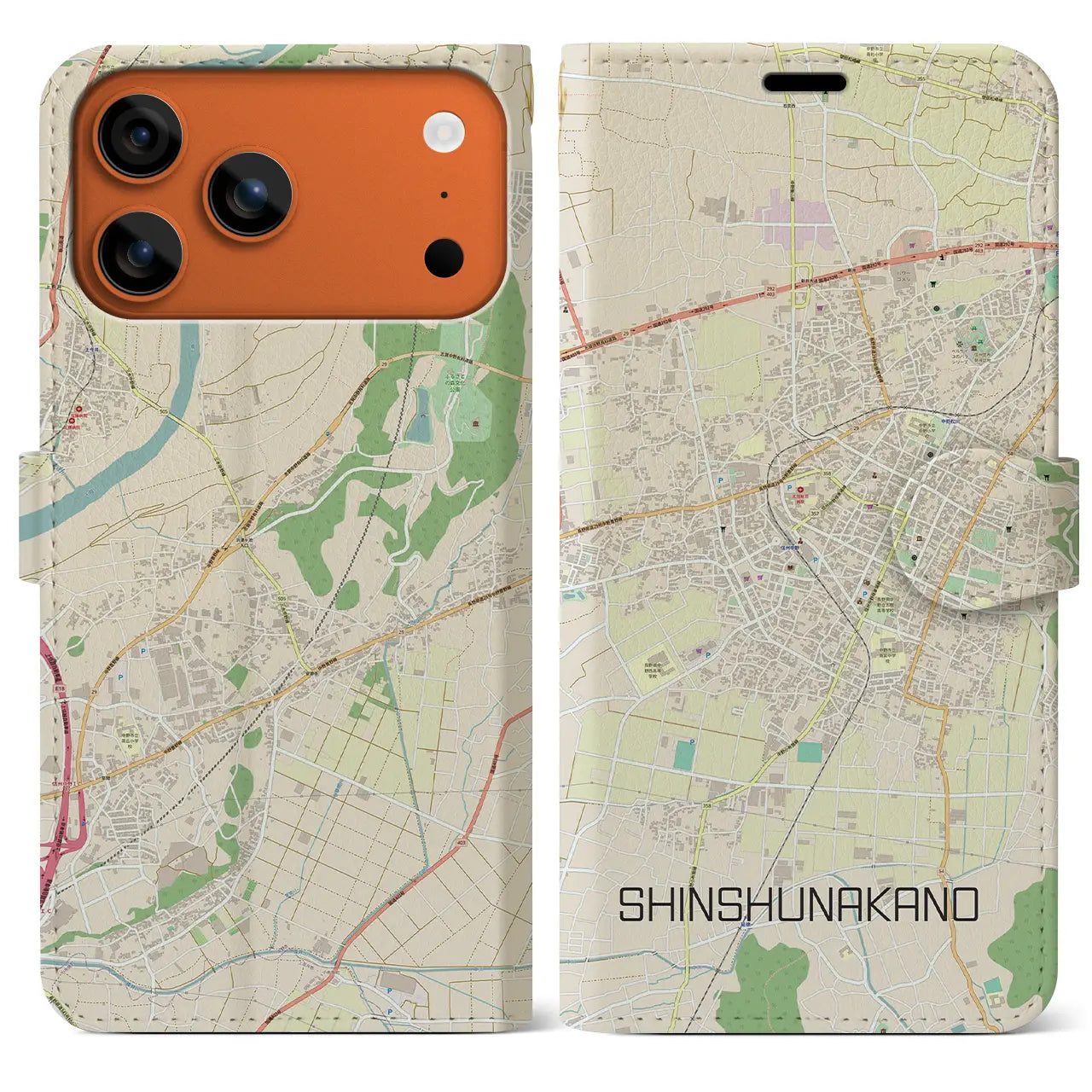 【信州中野(長野県)】地図柄iPhoneケース(手帳タイプ)