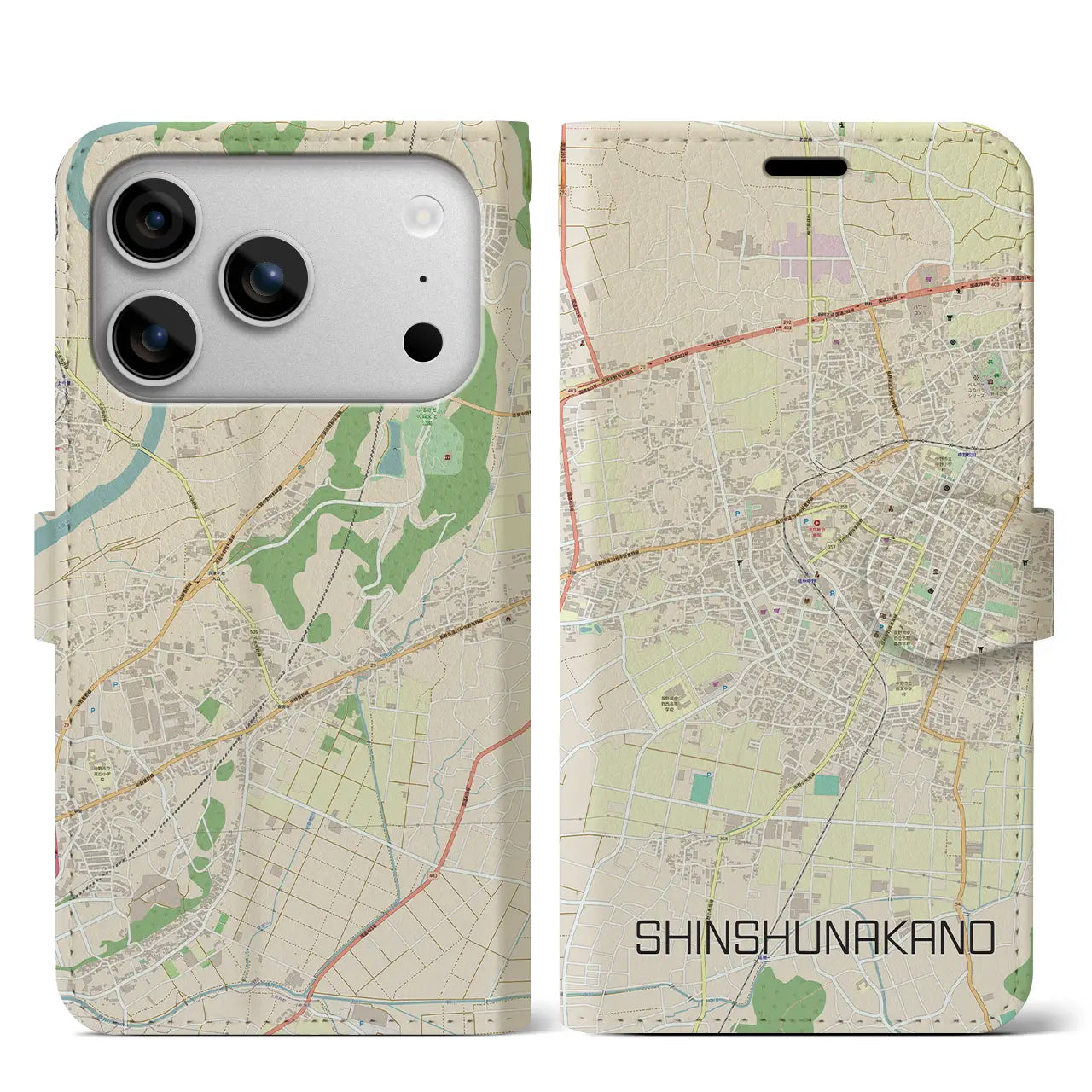 【信州中野(長野県)】地図柄iPhoneケース(手帳タイプ)