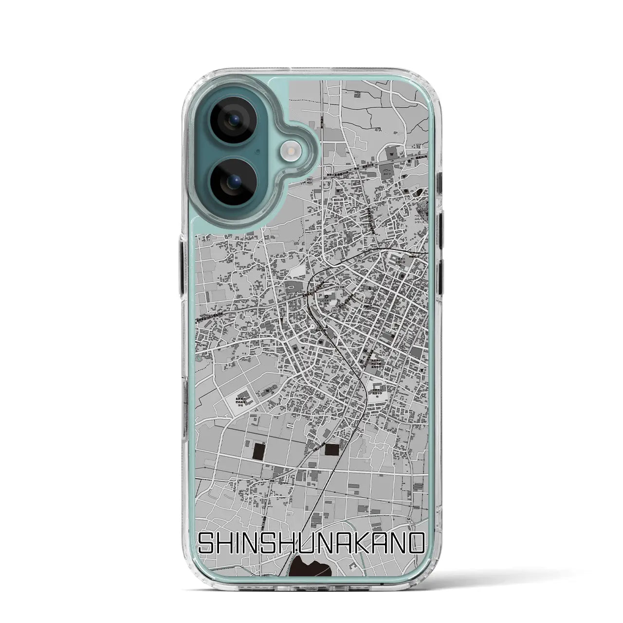 【信州中野(長野県)】地図柄iPhoneケース(MagSafeタイプ)モノトーン・iPhone 16 Pro 用