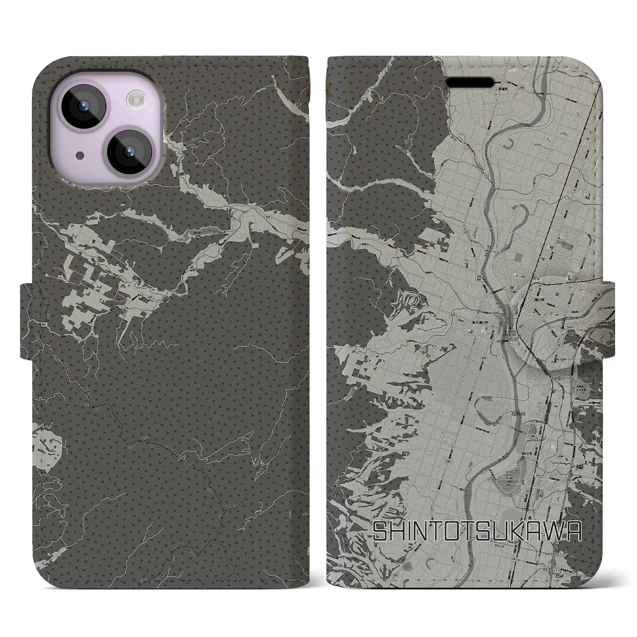 【新十津川(北海道)】地図柄iPhoneケース(手帳タイプ)