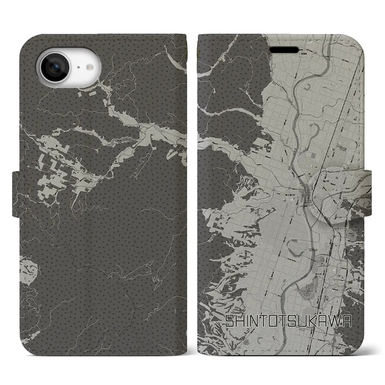 【新十津川(北海道)】地図柄iPhoneケース(手帳タイプ)