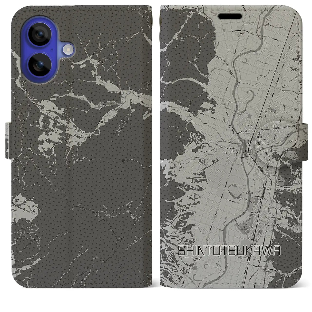 【新十津川(北海道)】地図柄iPhoneケース(手帳タイプ)