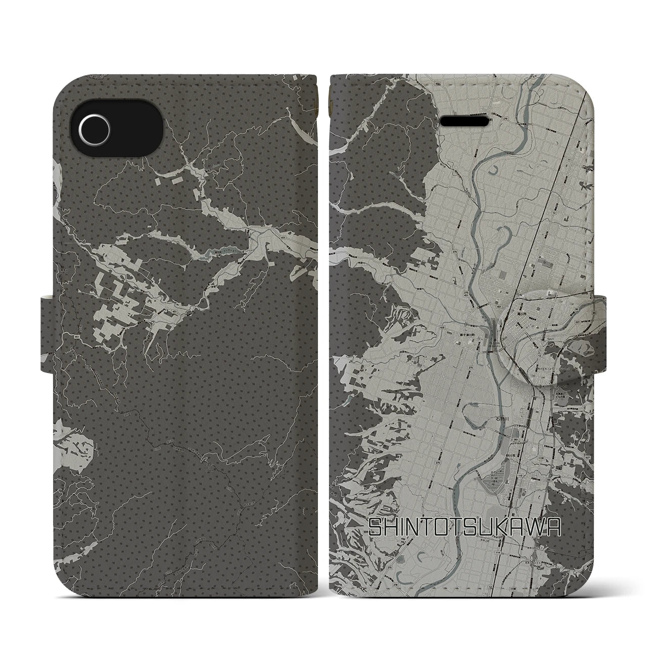 【新十津川(北海道)】地図柄iPhoneケース(手帳タイプ)