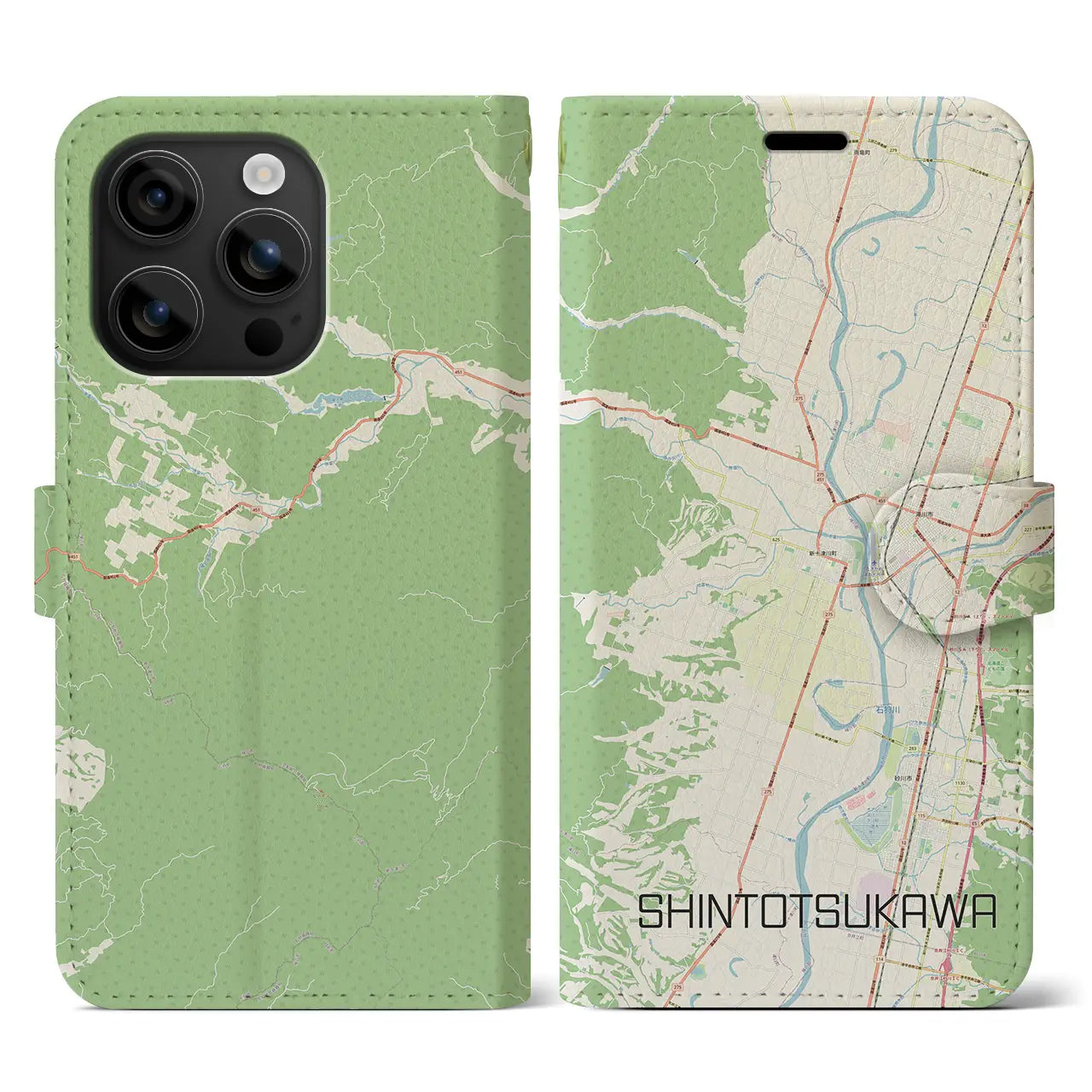 【新十津川(北海道)】地図柄iPhoneケース(手帳タイプ)ナチュラル・iPhone 16 用