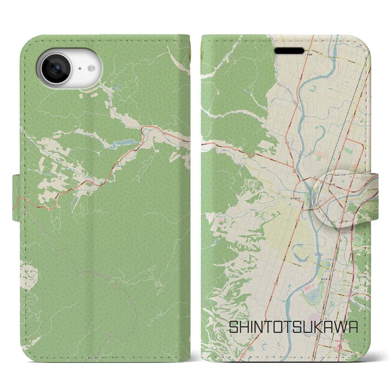 【新十津川(北海道)】地図柄iPhoneケース(手帳タイプ)