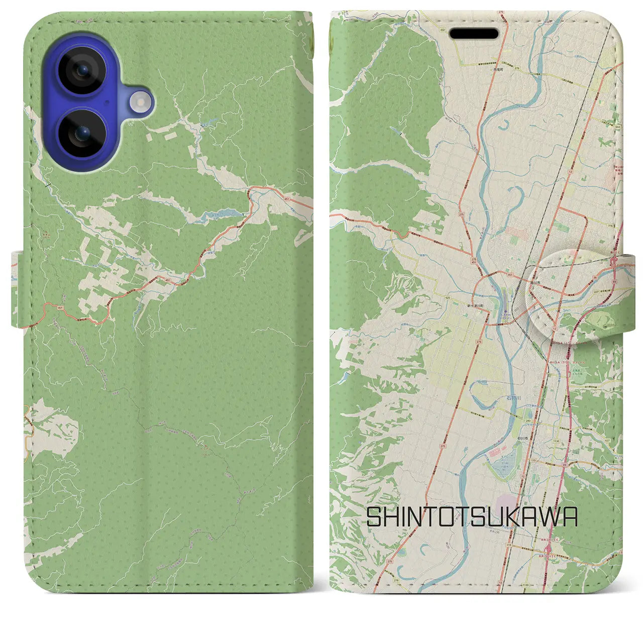 【新十津川(北海道)】地図柄iPhoneケース(手帳タイプ)ナチュラル・iPhone 16 Pro Max 用