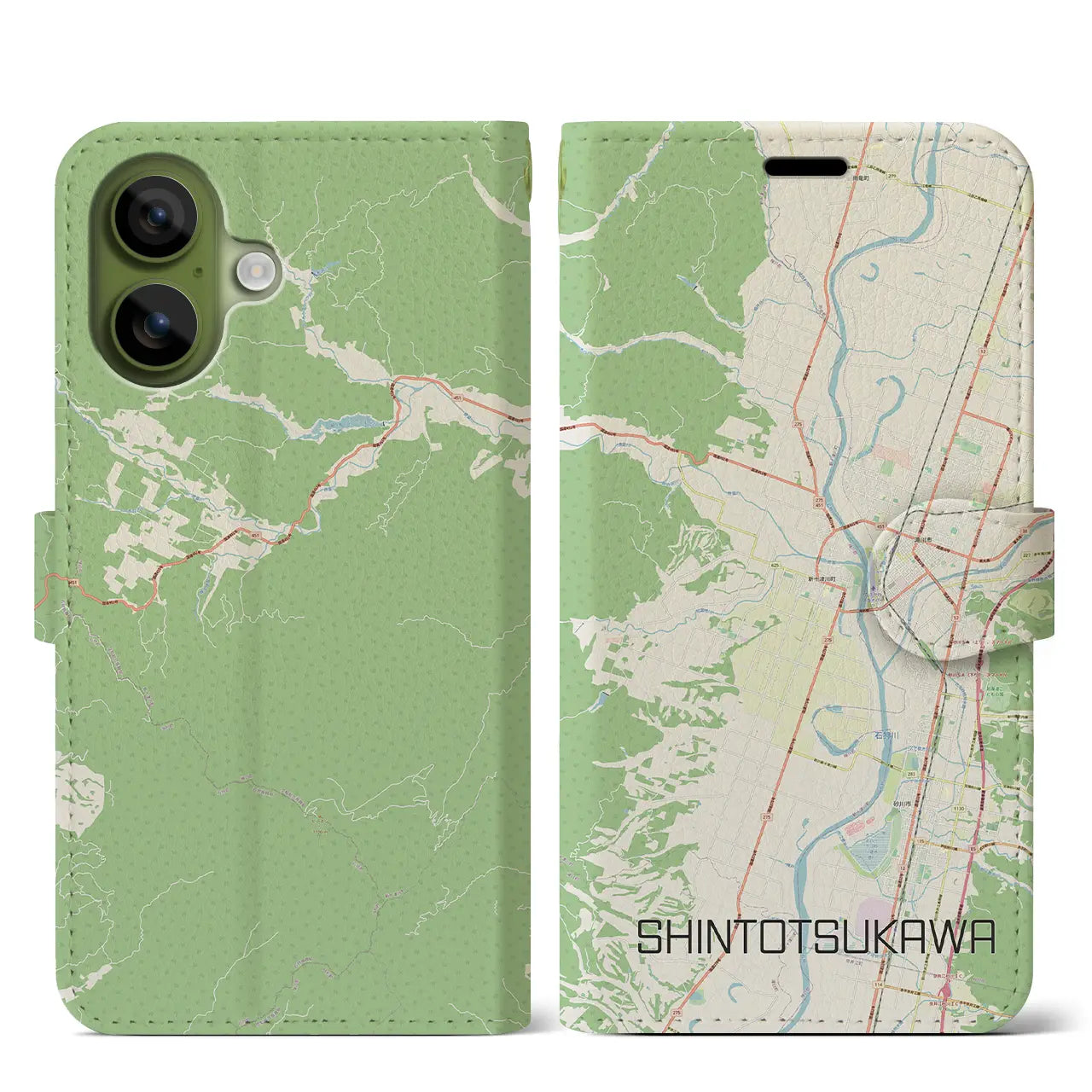 【新十津川(北海道)】地図柄iPhoneケース(手帳タイプ)