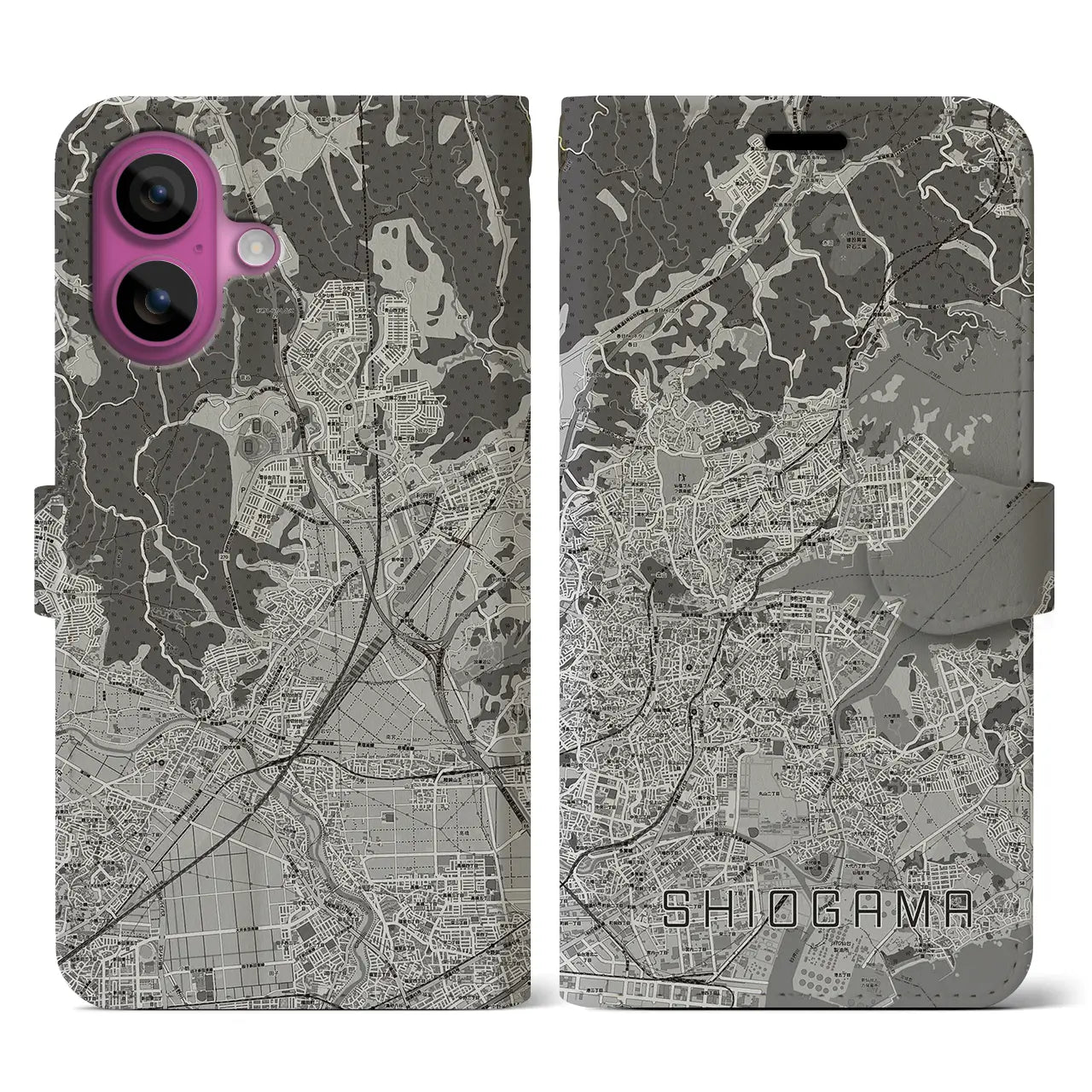 【塩竈(宮城県)】地図柄iPhoneケース(手帳タイプ)