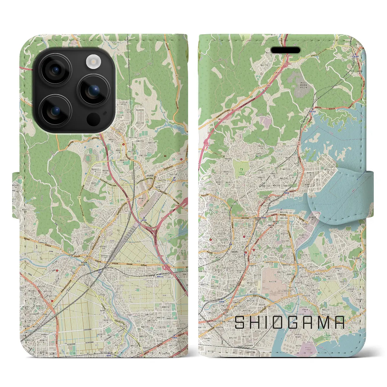 【塩竈(宮城県)】地図柄iPhoneケース(手帳タイプ)ナチュラル・iPhone 16 用