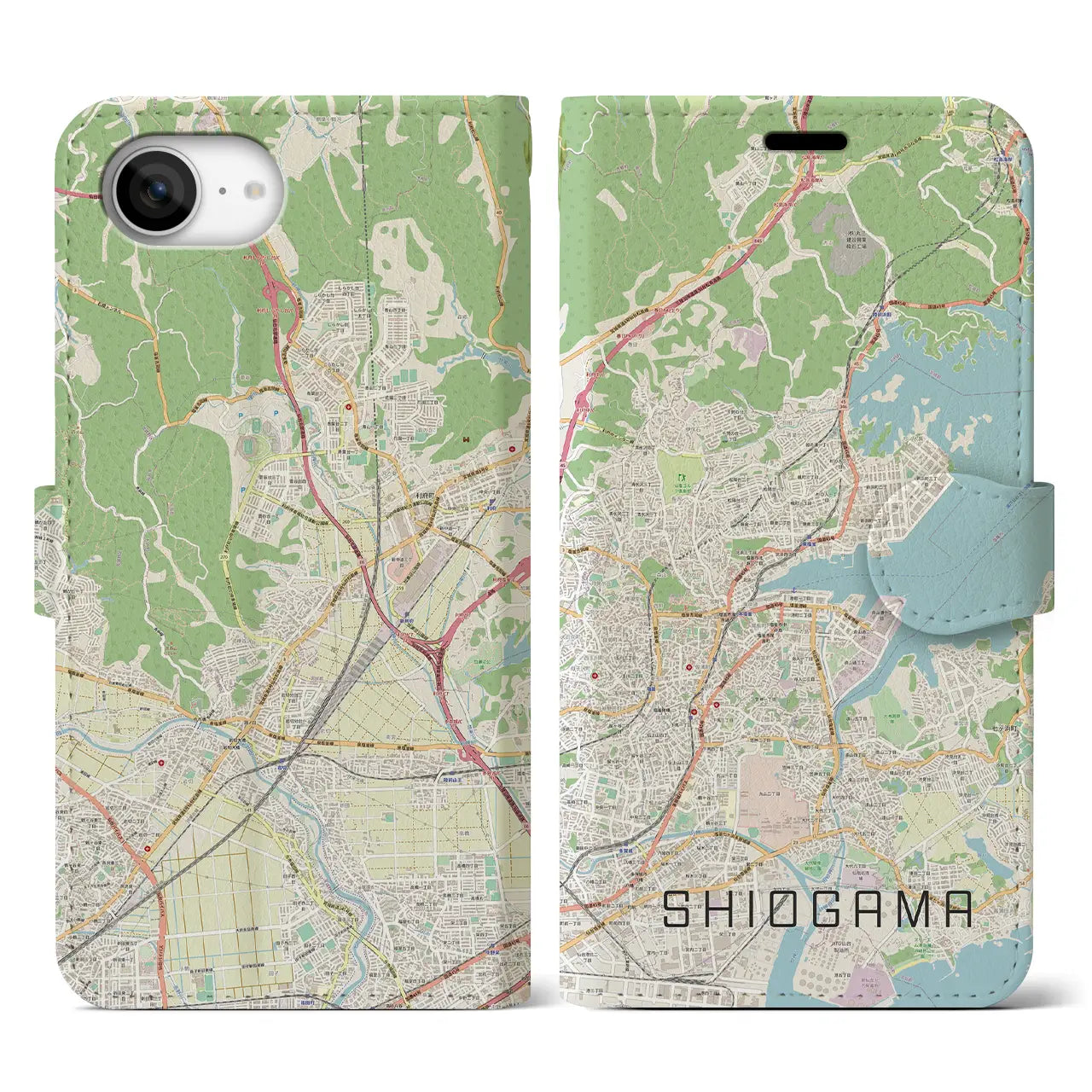 【塩竈(宮城県)】地図柄iPhoneケース(手帳タイプ)