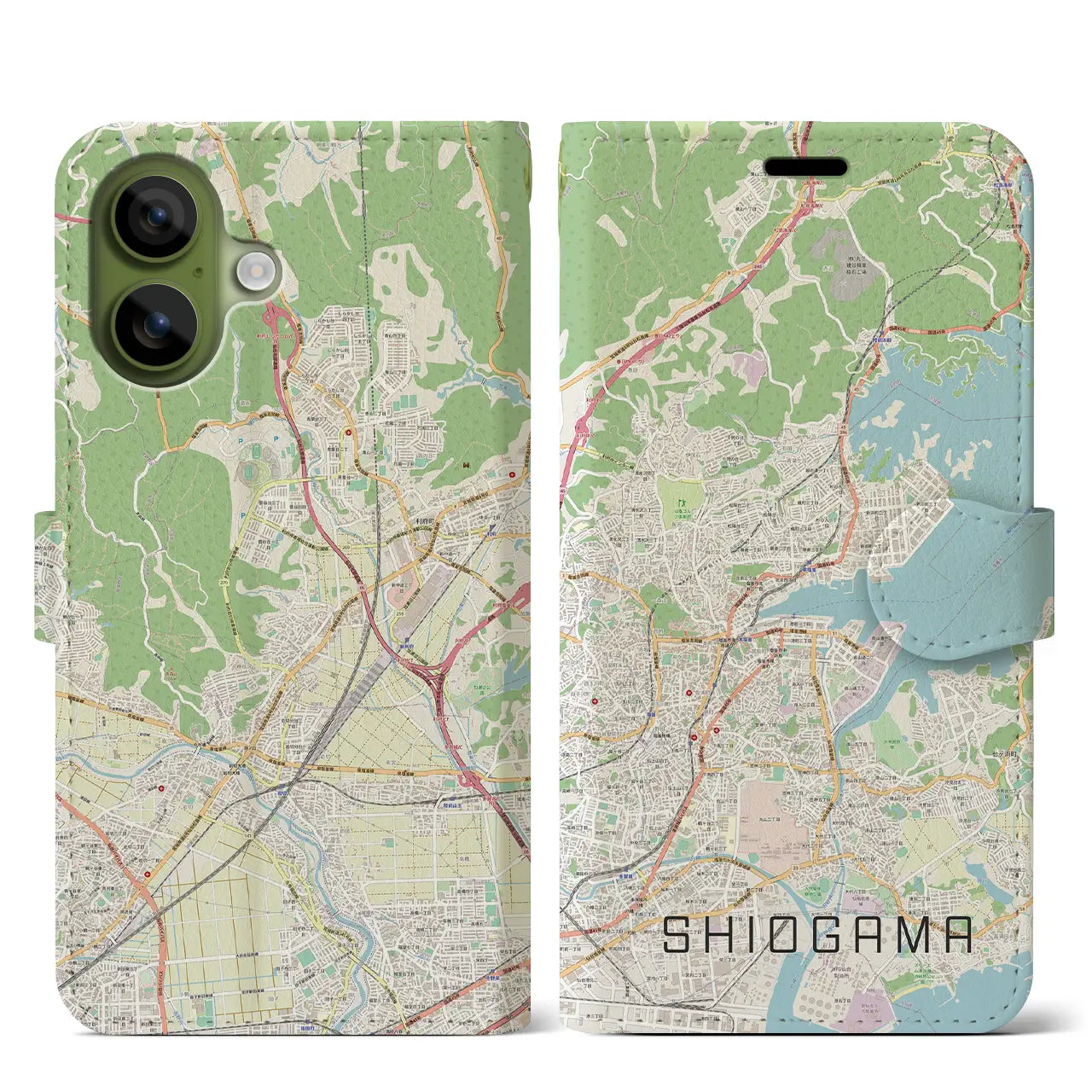 【塩竈(宮城県)】地図柄iPhoneケース(手帳タイプ)