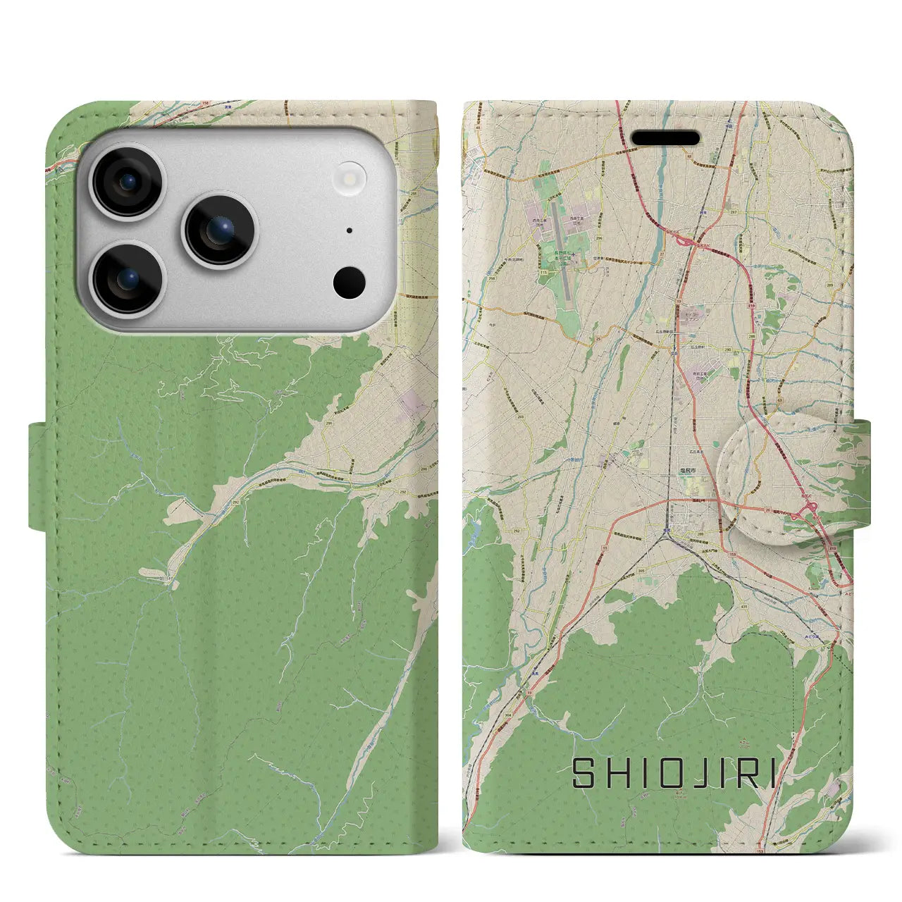 【塩尻(長野県)】地図柄iPhoneケース(手帳タイプ)