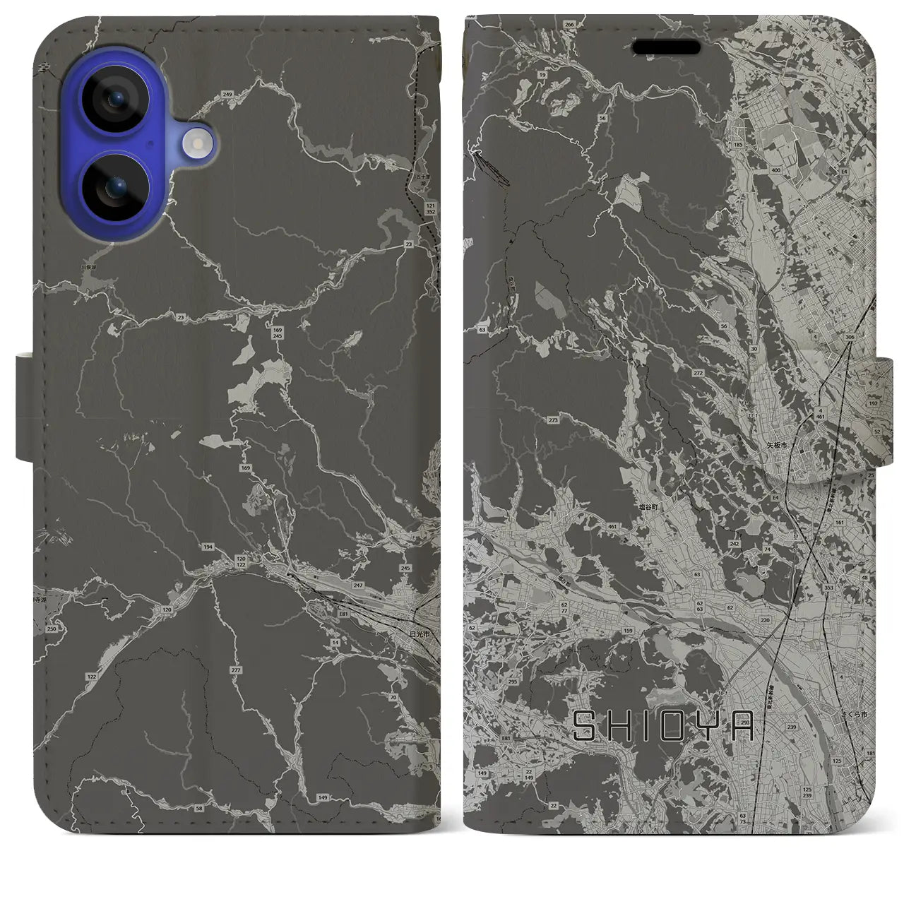 【塩谷(栃木県)】地図柄iPhoneケース(手帳タイプ)