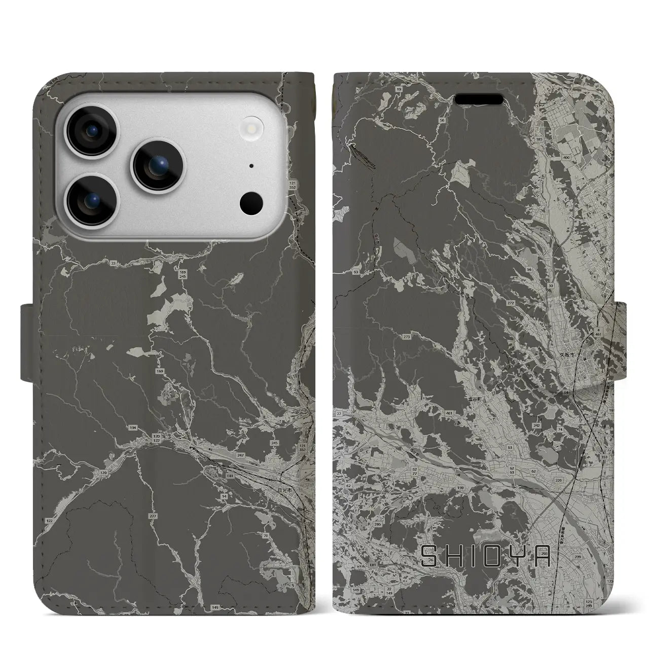 【塩谷(栃木県)】地図柄iPhoneケース(手帳タイプ)