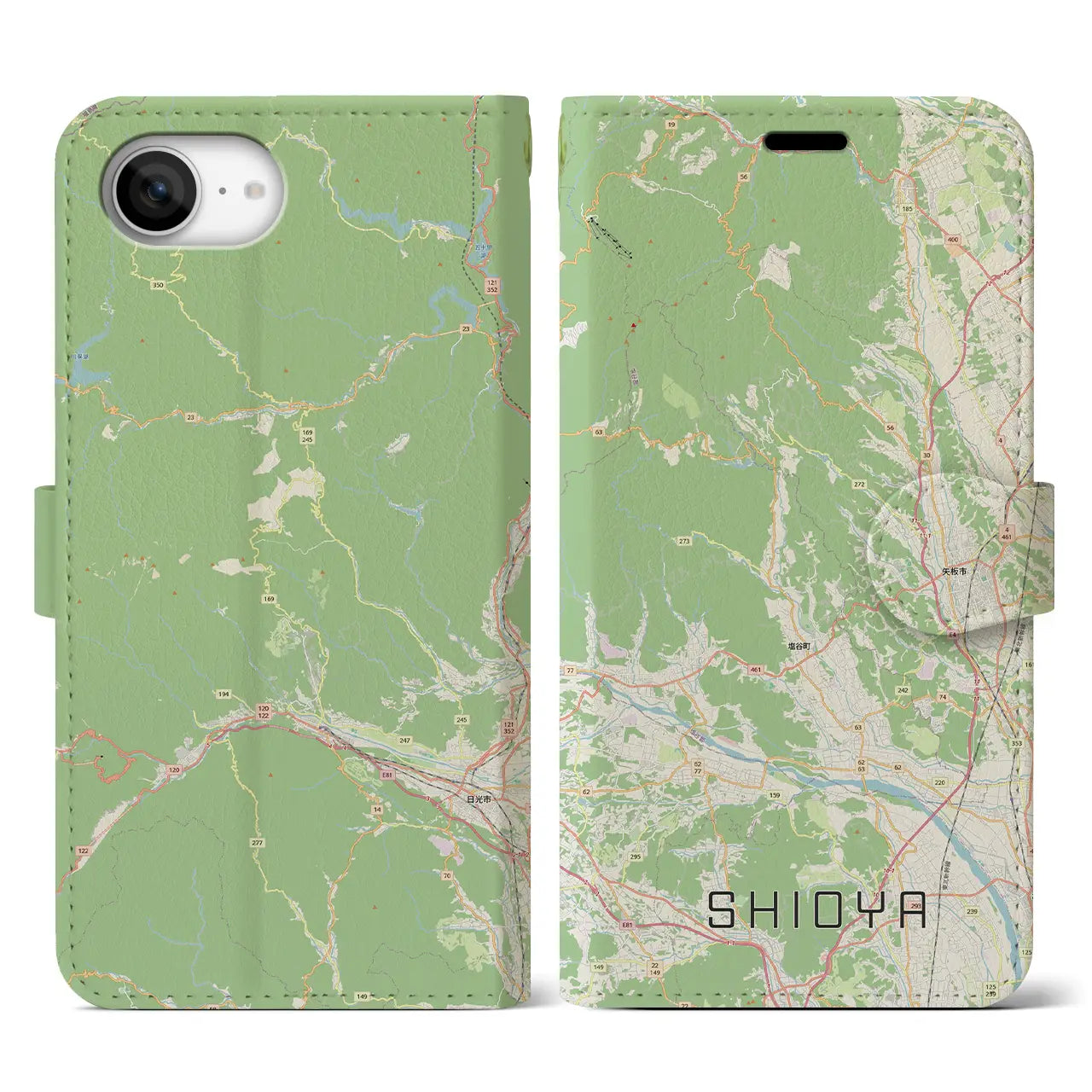 【塩谷(栃木県)】地図柄iPhoneケース(手帳タイプ)