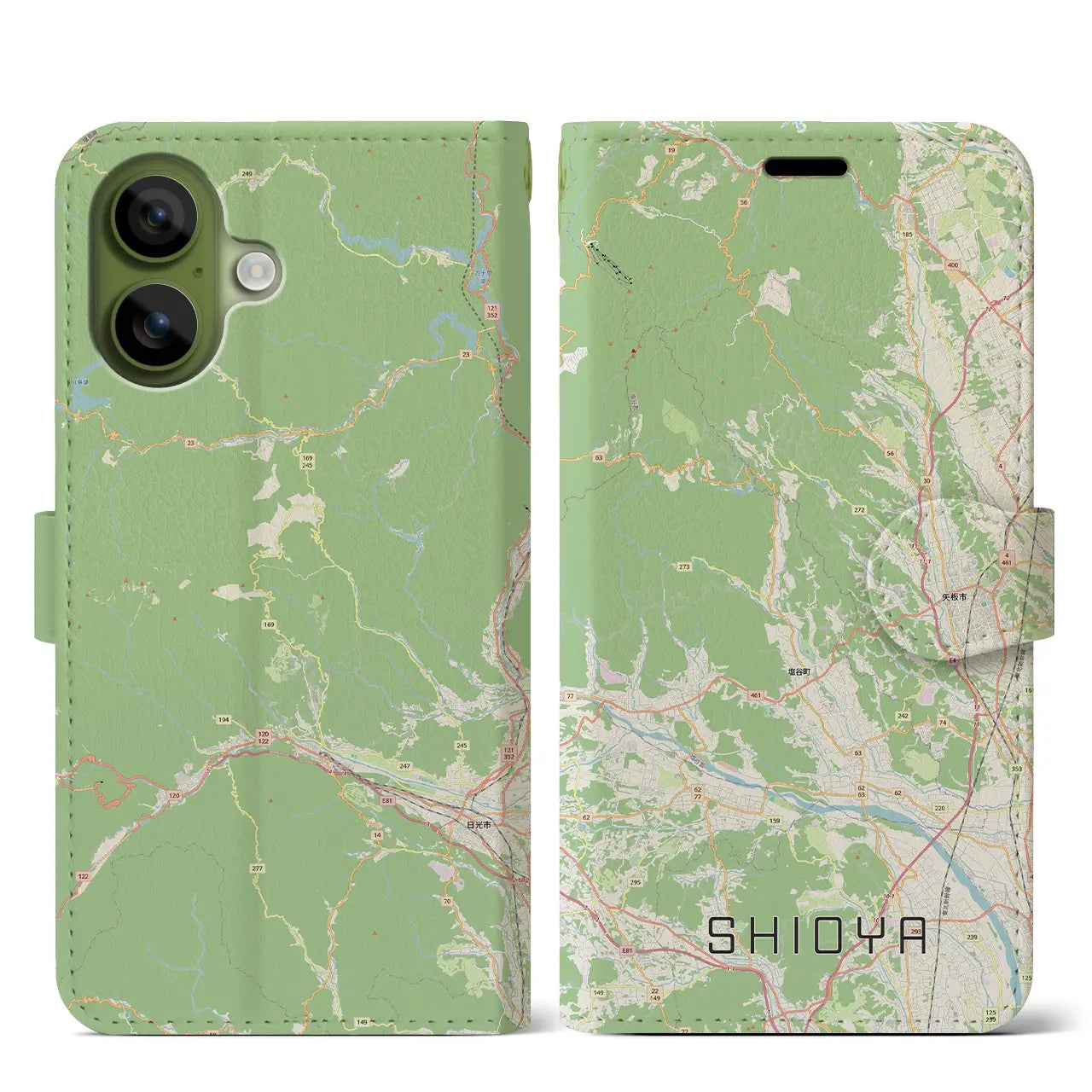 【塩谷(栃木県)】地図柄iPhoneケース(手帳タイプ)ナチュラル・iPhone 17 Pro Max 用