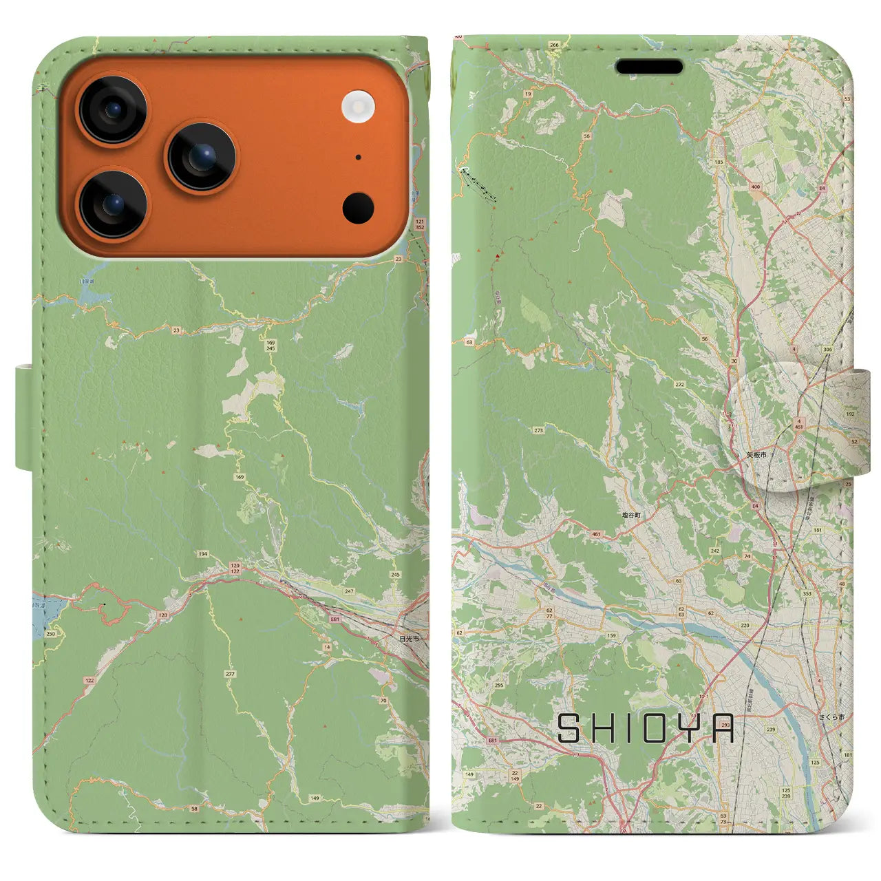 【塩谷(栃木県)】地図柄iPhoneケース(手帳タイプ)