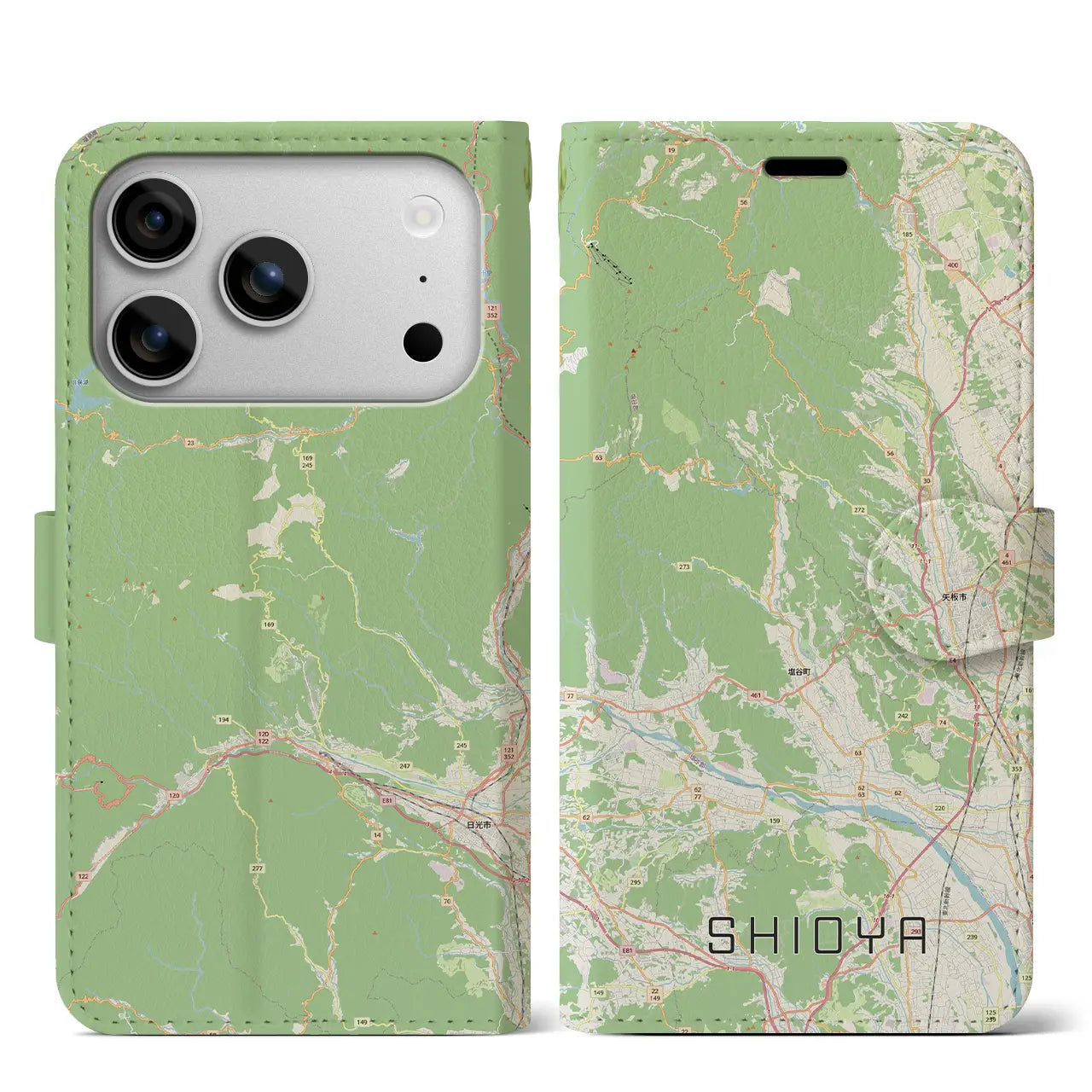 【塩谷(栃木県)】地図柄iPhoneケース(手帳タイプ)