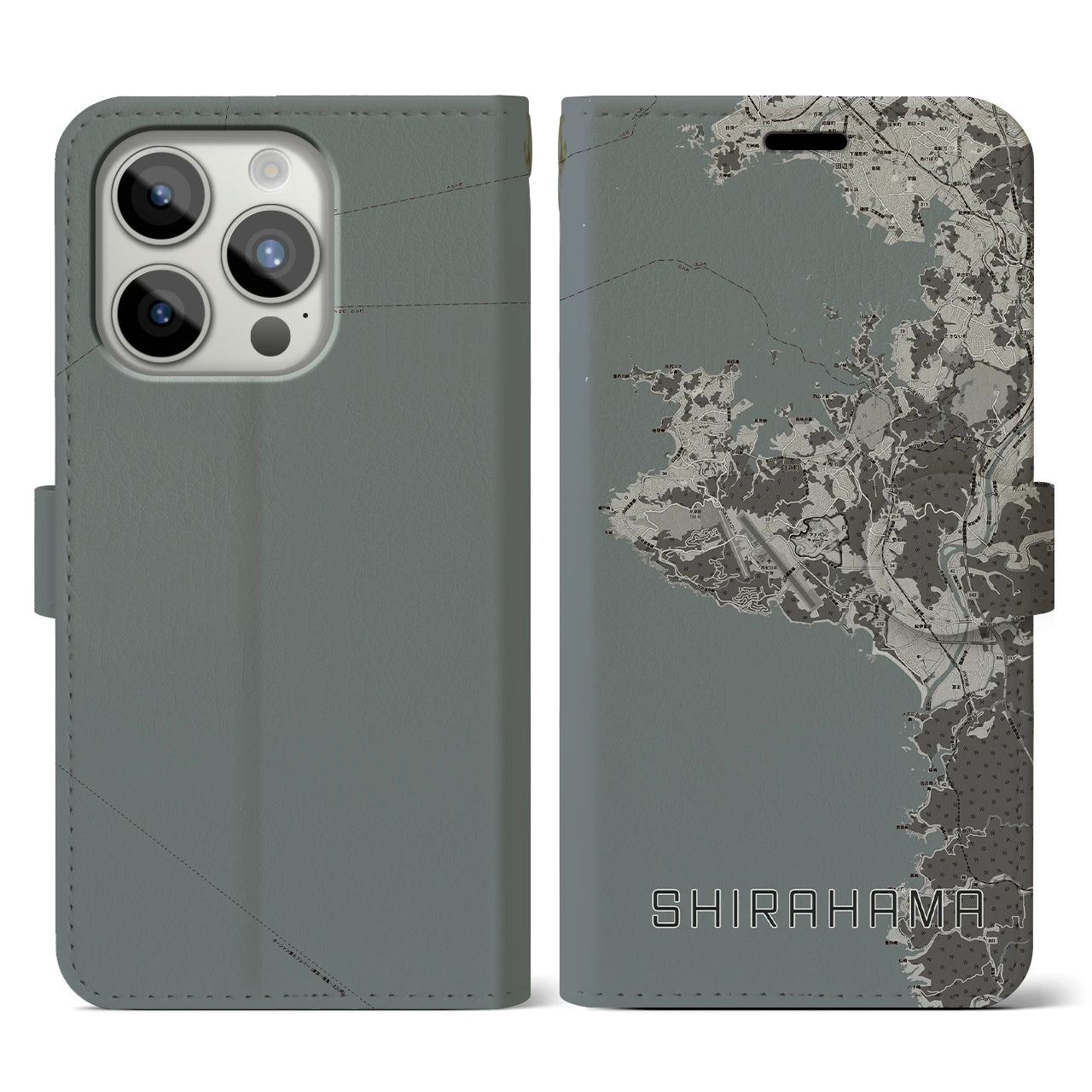 【白浜(和歌山県)】地図柄iPhoneケース(手帳タイプ)