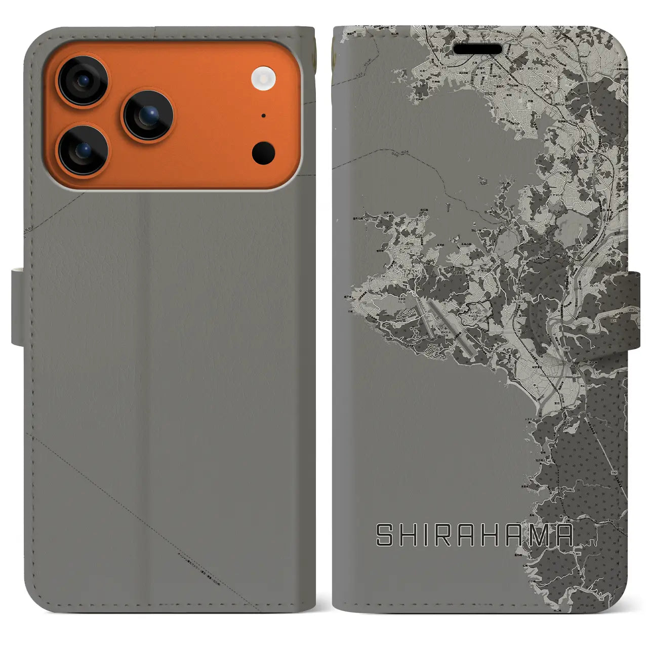 【白浜(和歌山県)】地図柄iPhoneケース(手帳タイプ)