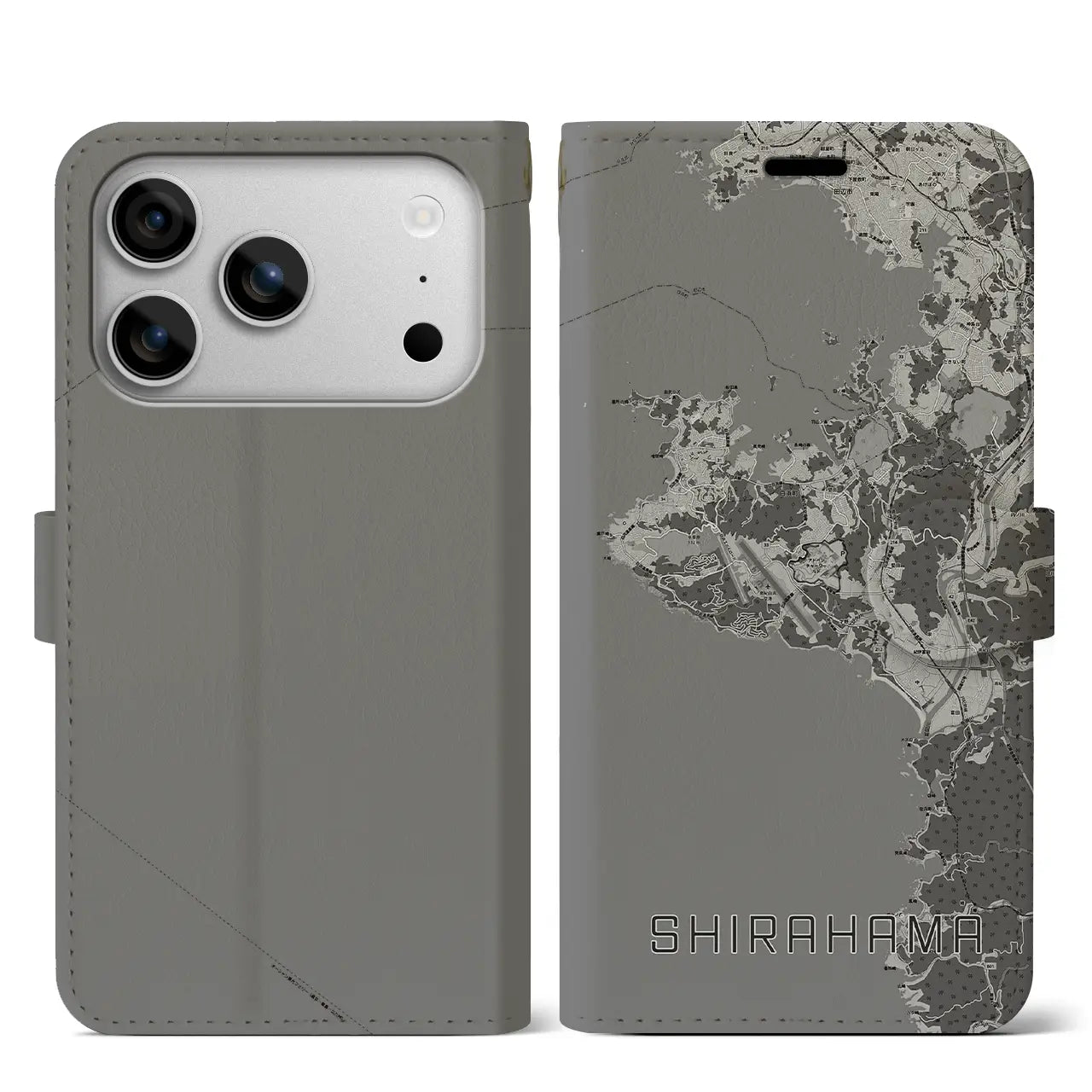 【白浜(和歌山県)】地図柄iPhoneケース(手帳タイプ)