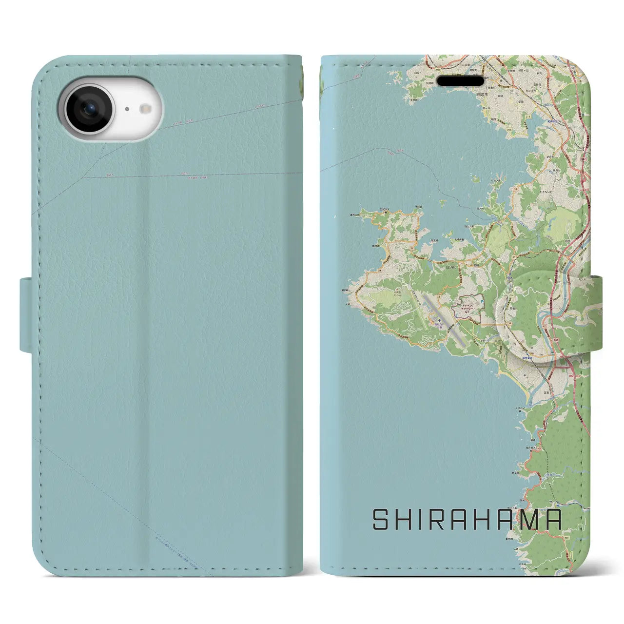 【白浜(和歌山県)】地図柄iPhoneケース(手帳タイプ)