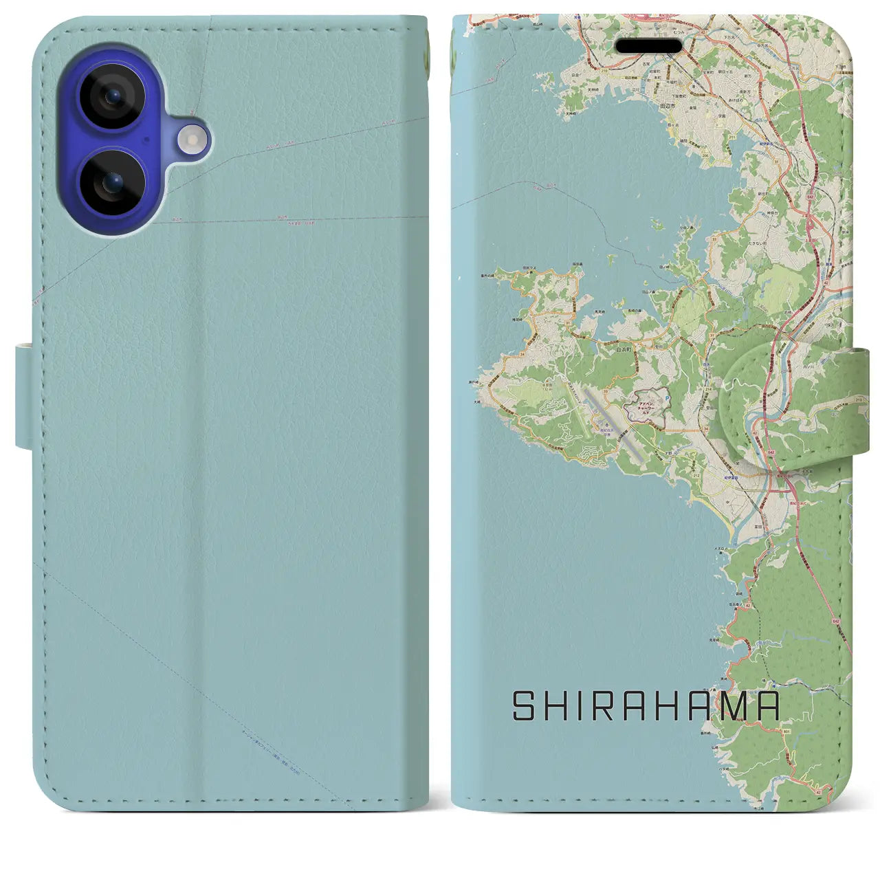 【白浜(和歌山県)】地図柄iPhoneケース(手帳タイプ)ナチュラル・iPhone 16 Pro Max 用