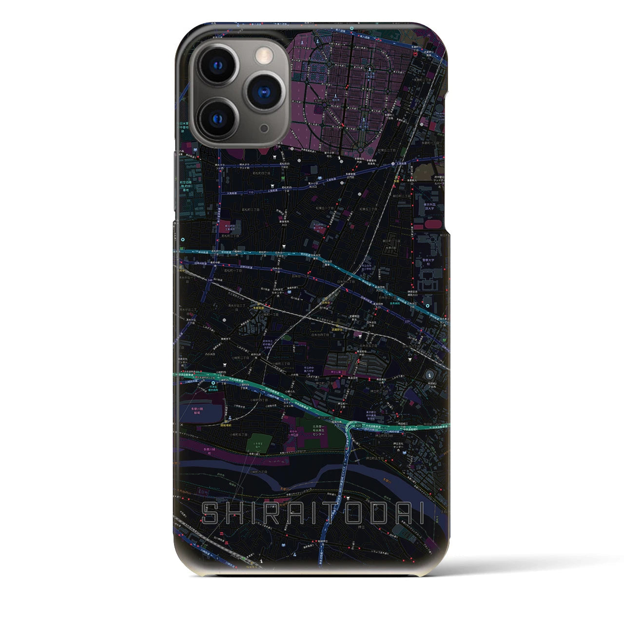【白糸台(東京都)】地図柄iPhoneケース(バックカバータイプ)