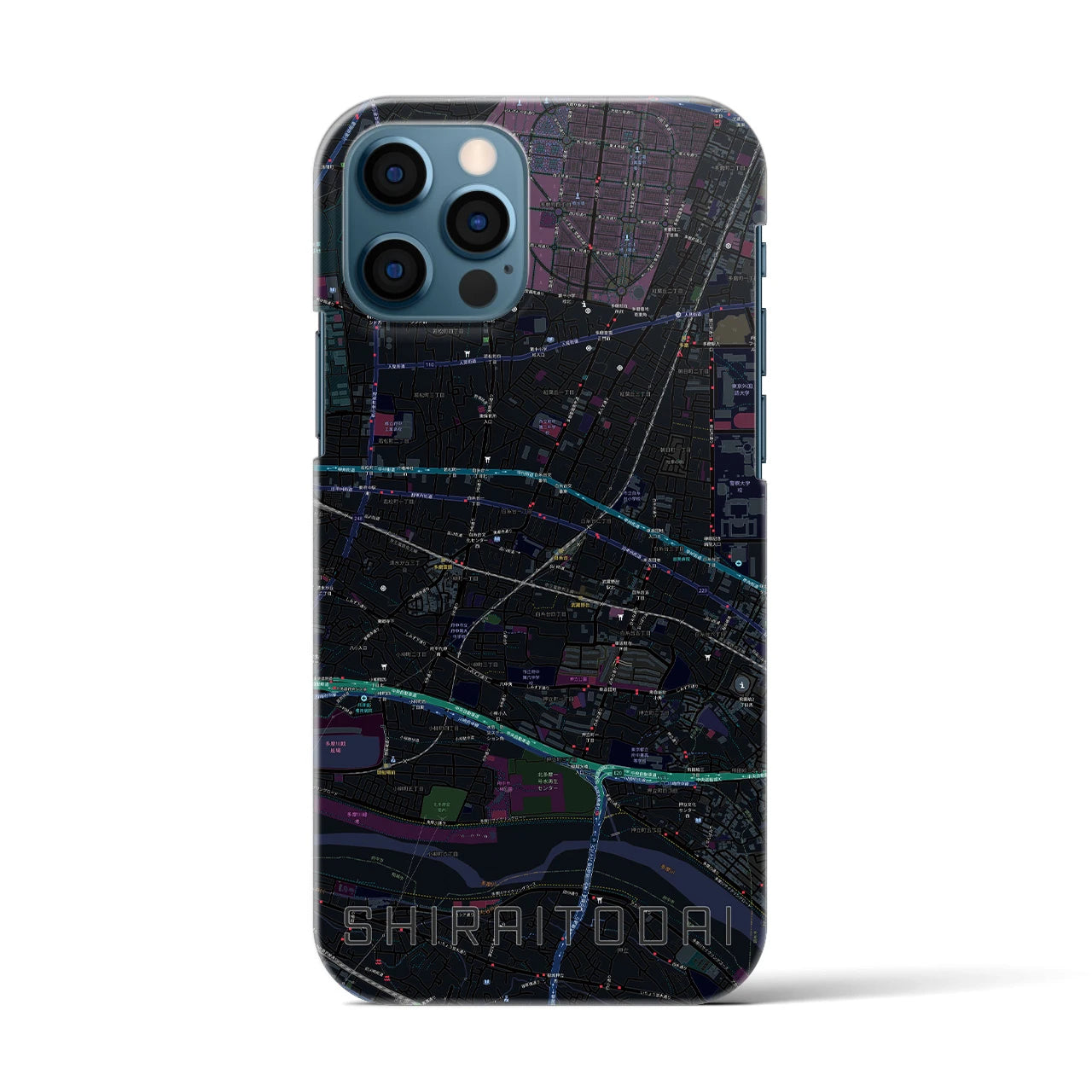 【白糸台(東京都)】地図柄iPhoneケース(バックカバータイプ)