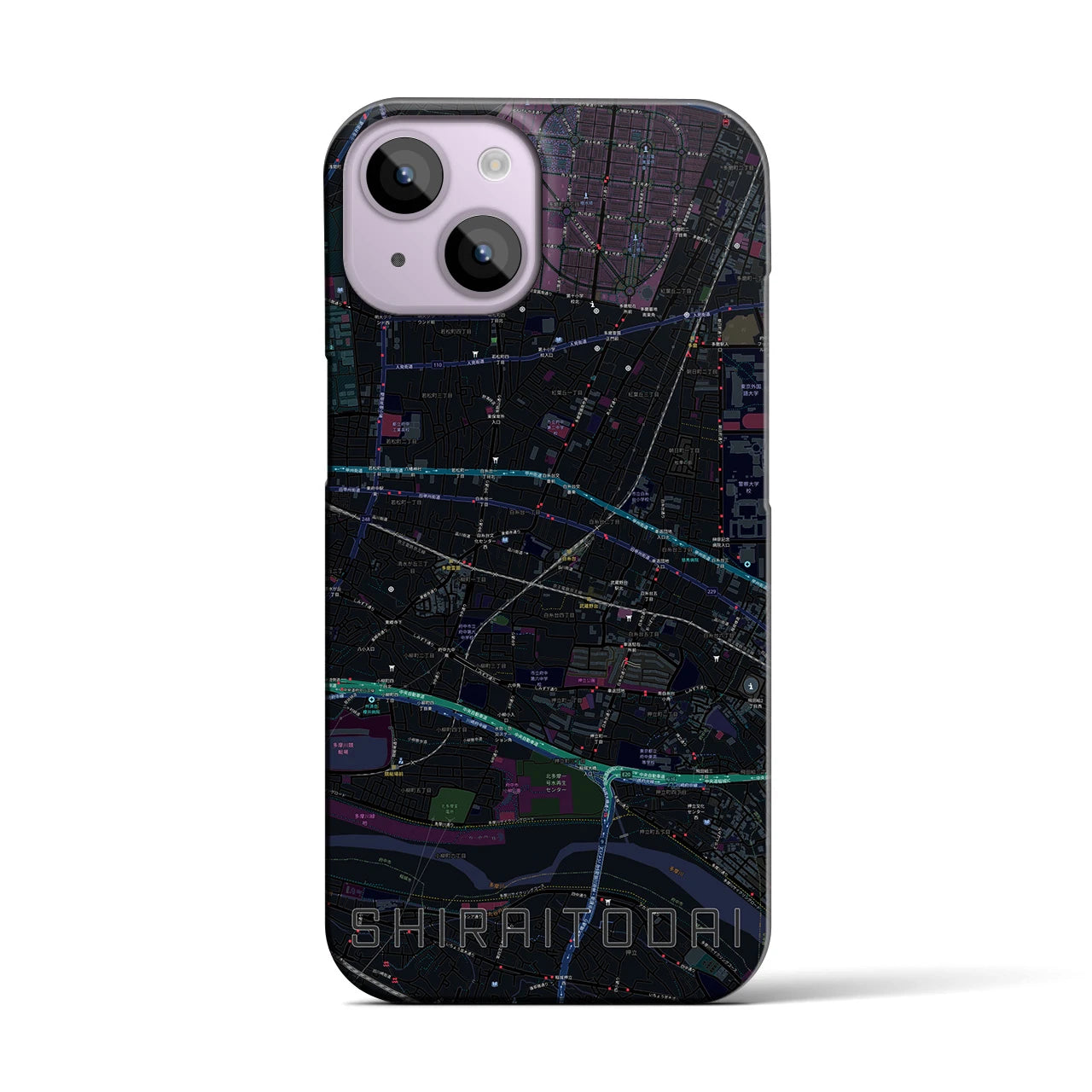 【白糸台(東京都)】地図柄iPhoneケース(バックカバータイプ)