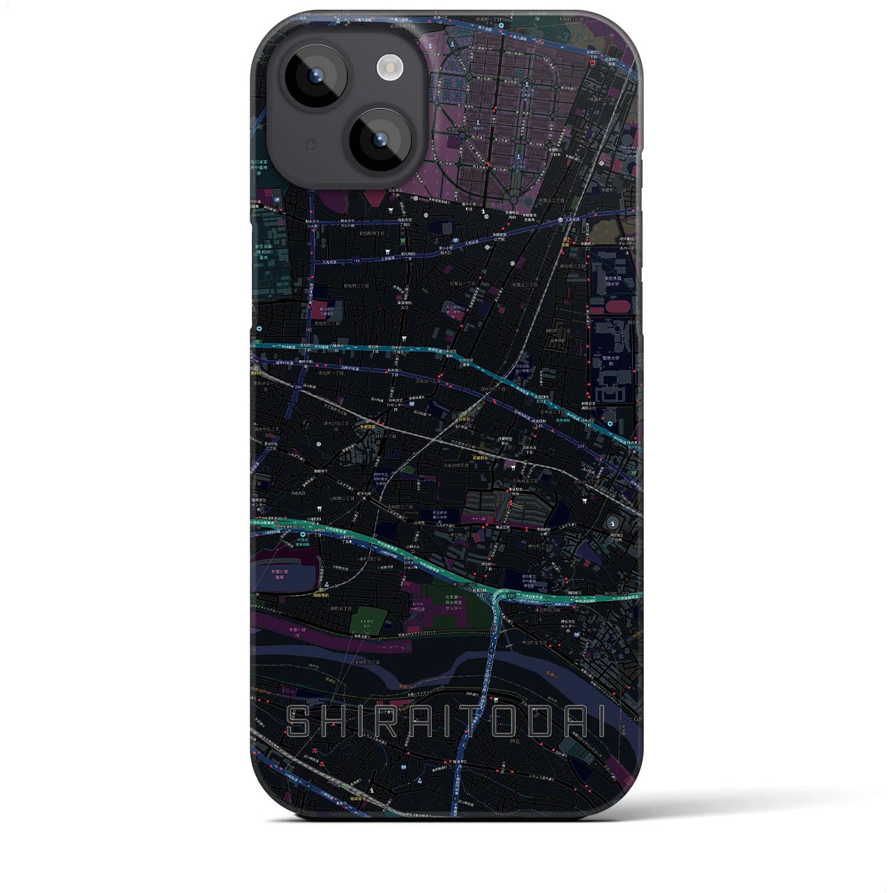 【白糸台(東京都)】地図柄iPhoneケース(バックカバータイプ)