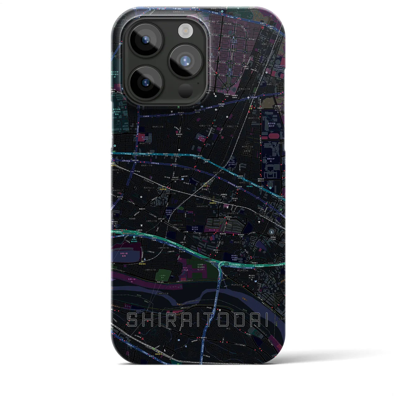 【白糸台(東京都)】地図柄iPhoneケース(バックカバータイプ)