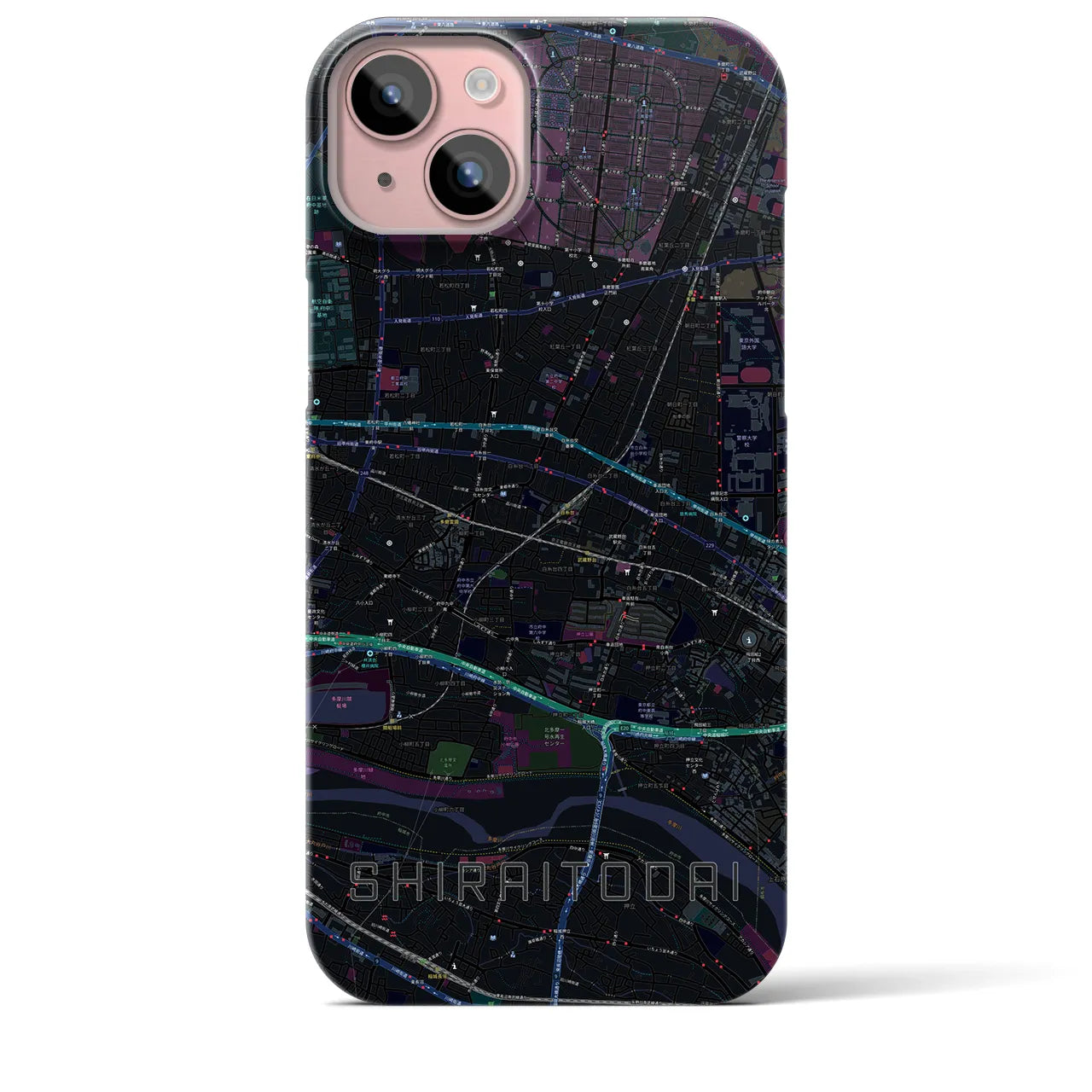 【白糸台(東京都)】地図柄iPhoneケース(バックカバータイプ)