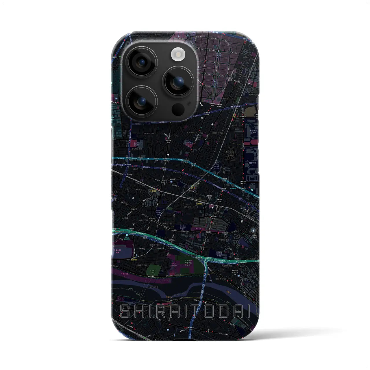 【白糸台(東京都)】地図柄iPhoneケース(バックカバータイプ)