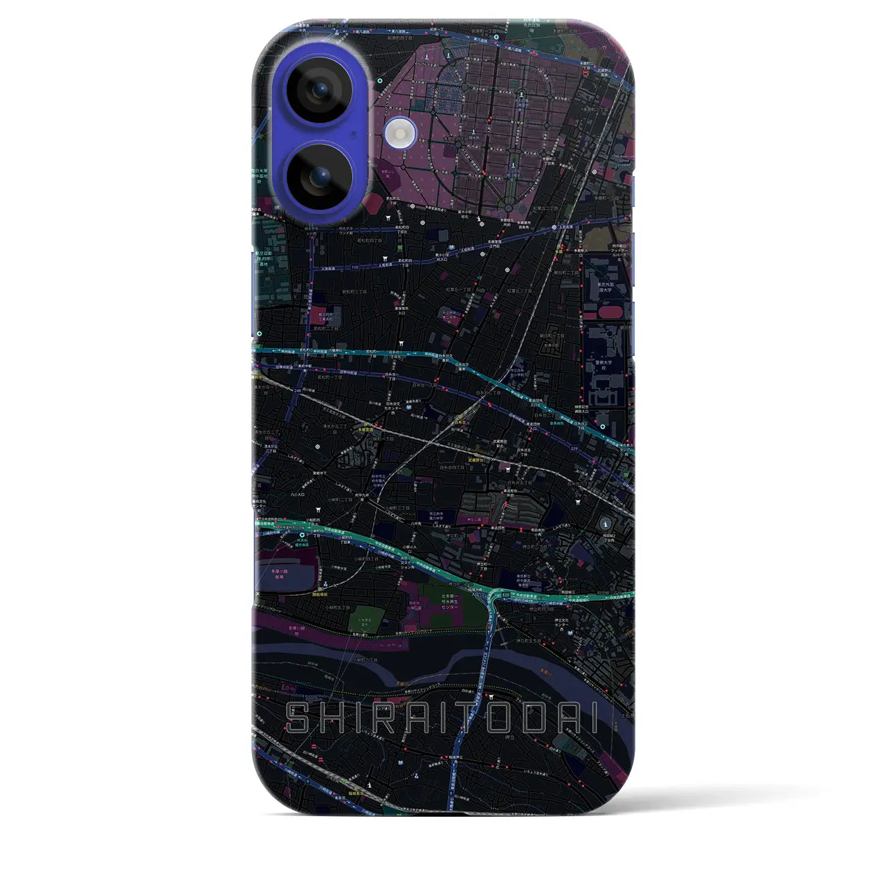 【白糸台(東京都)】地図柄iPhoneケース(バックカバータイプ)