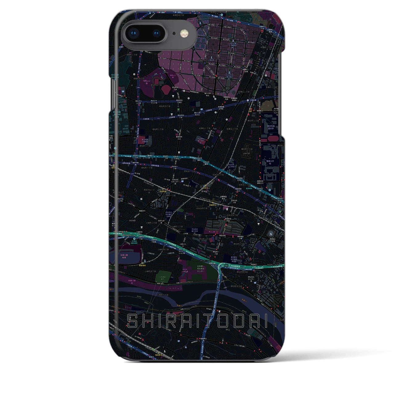 【白糸台(東京都)】地図柄iPhoneケース(バックカバータイプ)