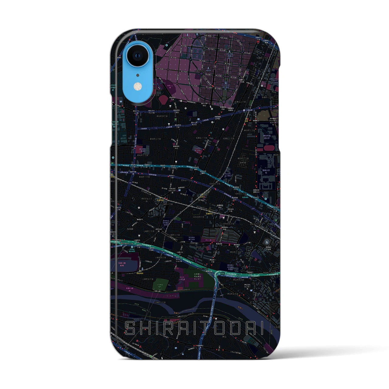 【白糸台(東京都)】地図柄iPhoneケース(バックカバータイプ)