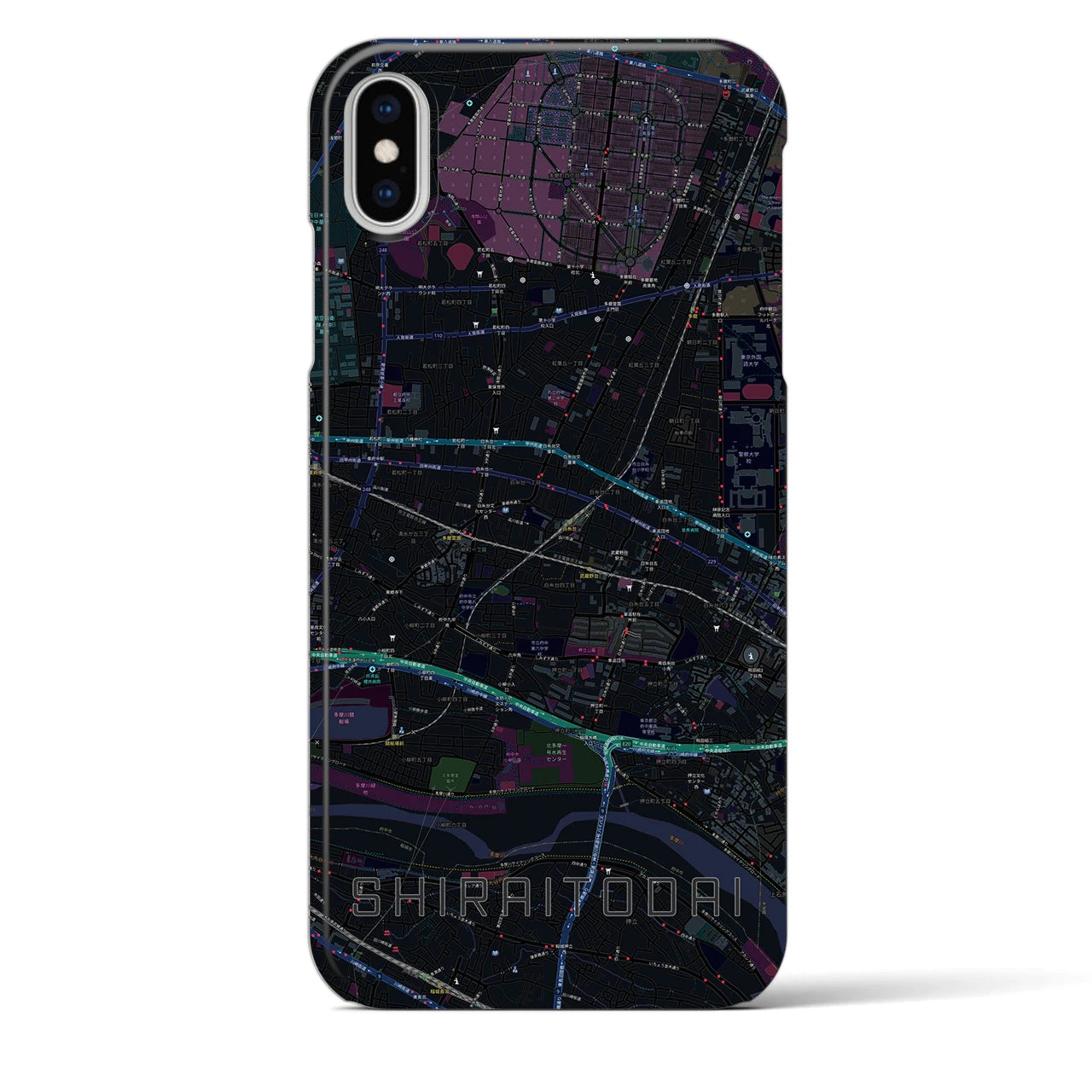 【白糸台(東京都)】地図柄iPhoneケース(バックカバータイプ)