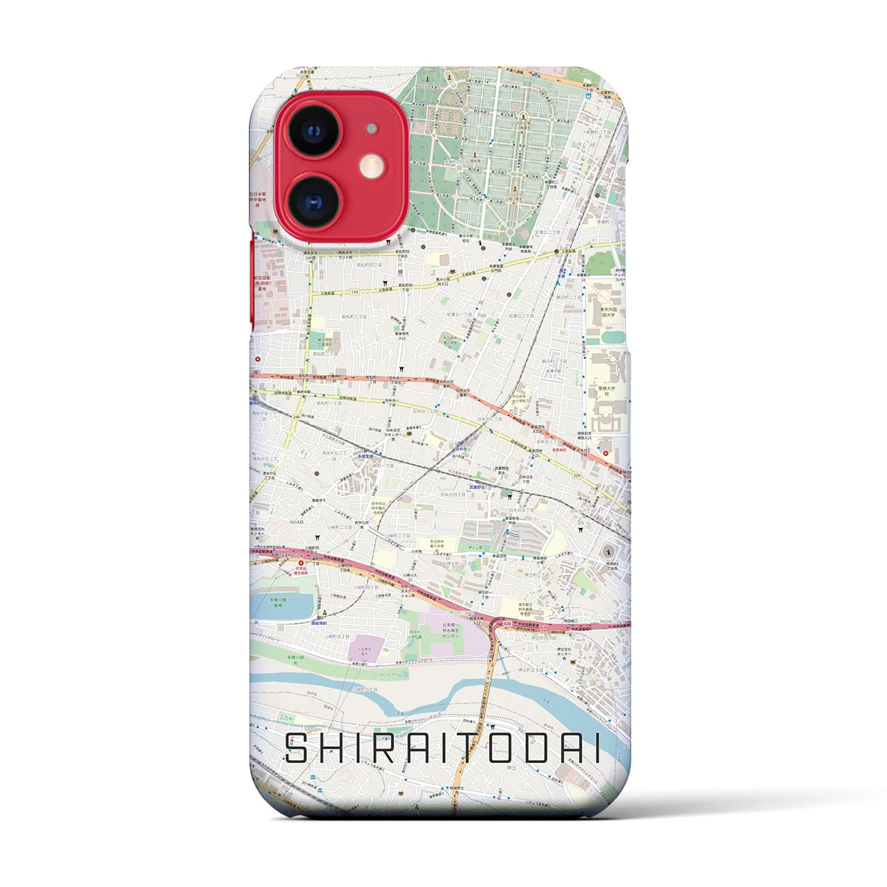 【白糸台(東京都)】地図柄iPhoneケース(バックカバータイプ)
