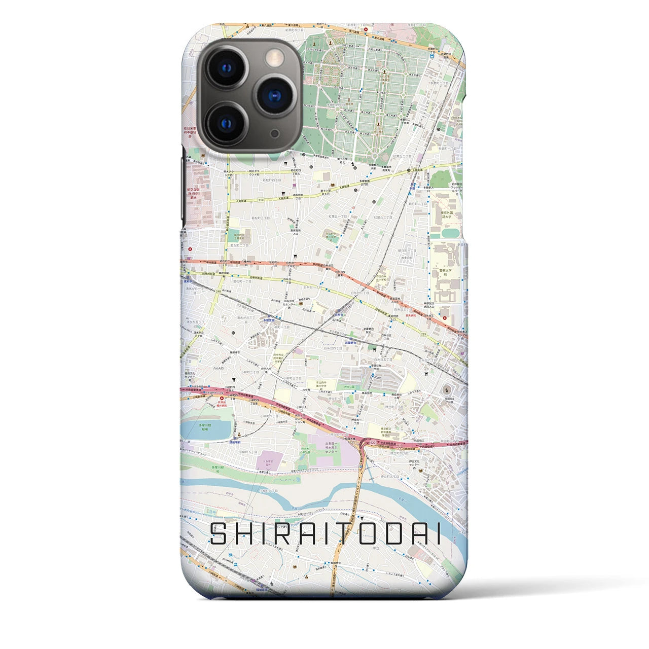 【白糸台(東京都)】地図柄iPhoneケース(バックカバータイプ)